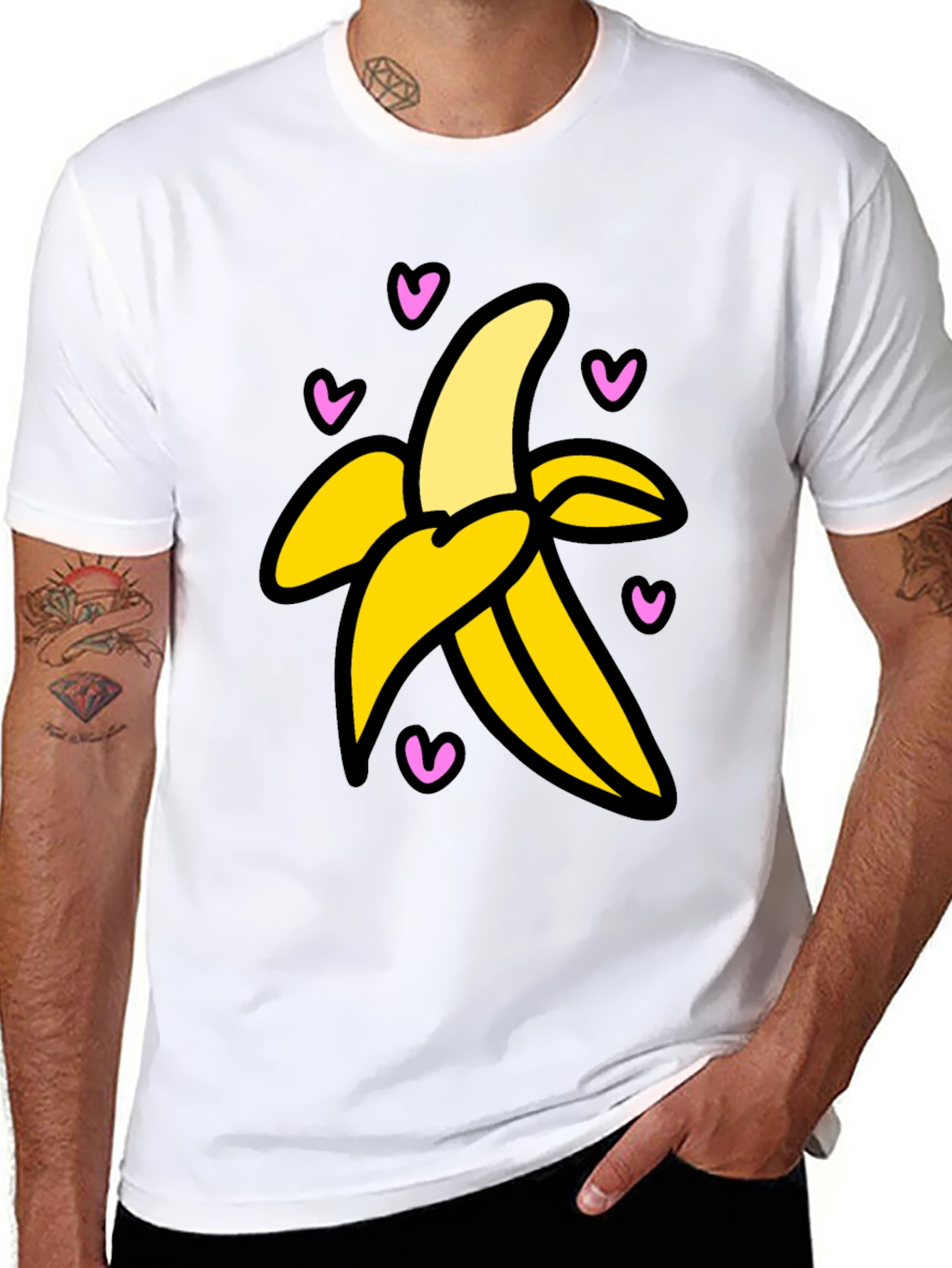 Banana Love Graphic Tee - Black Cotton T-Shirt