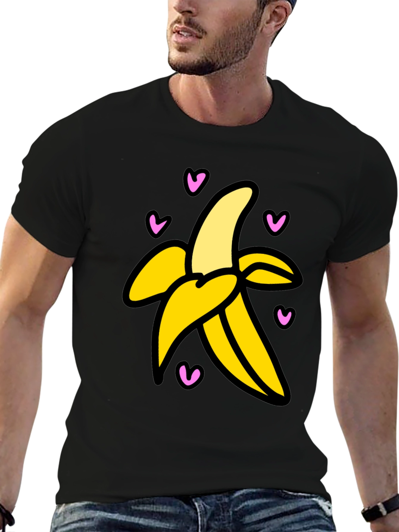 Banana Love Graphic Tee - Black Cotton T-Shirt