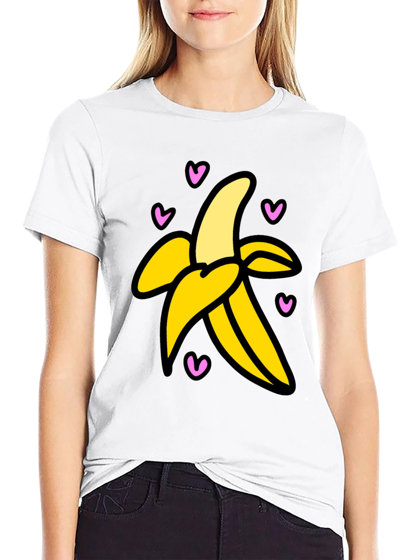 Banana Love Graphic Tee - Black Cotton T-Shirt