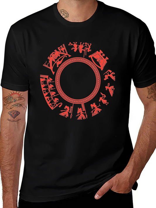 Aztec Calendar Graphic Tee - Black Cotton