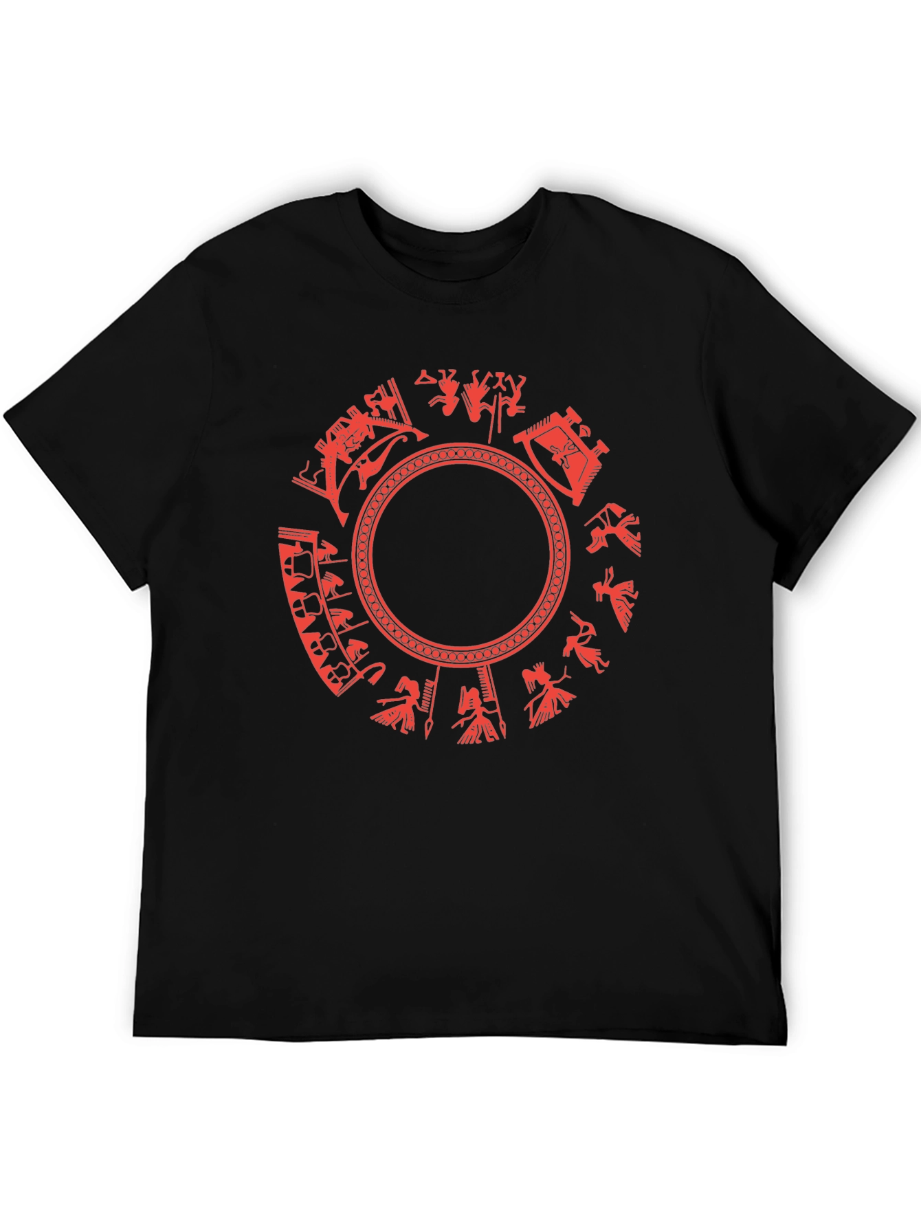 Aztec Calendar Graphic Tee - Black Cotton
