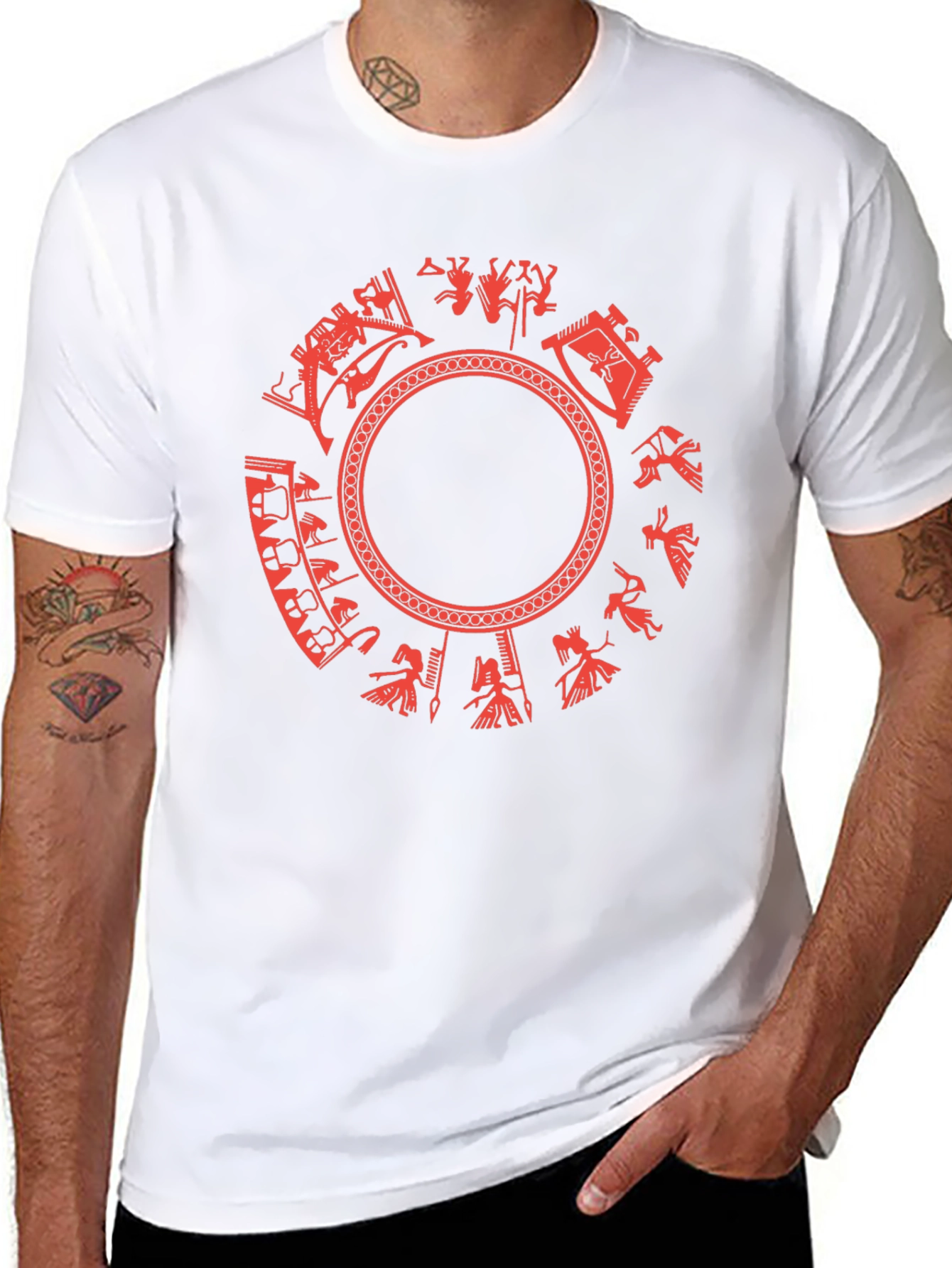 Aztec Calendar Graphic Tee - Black Cotton