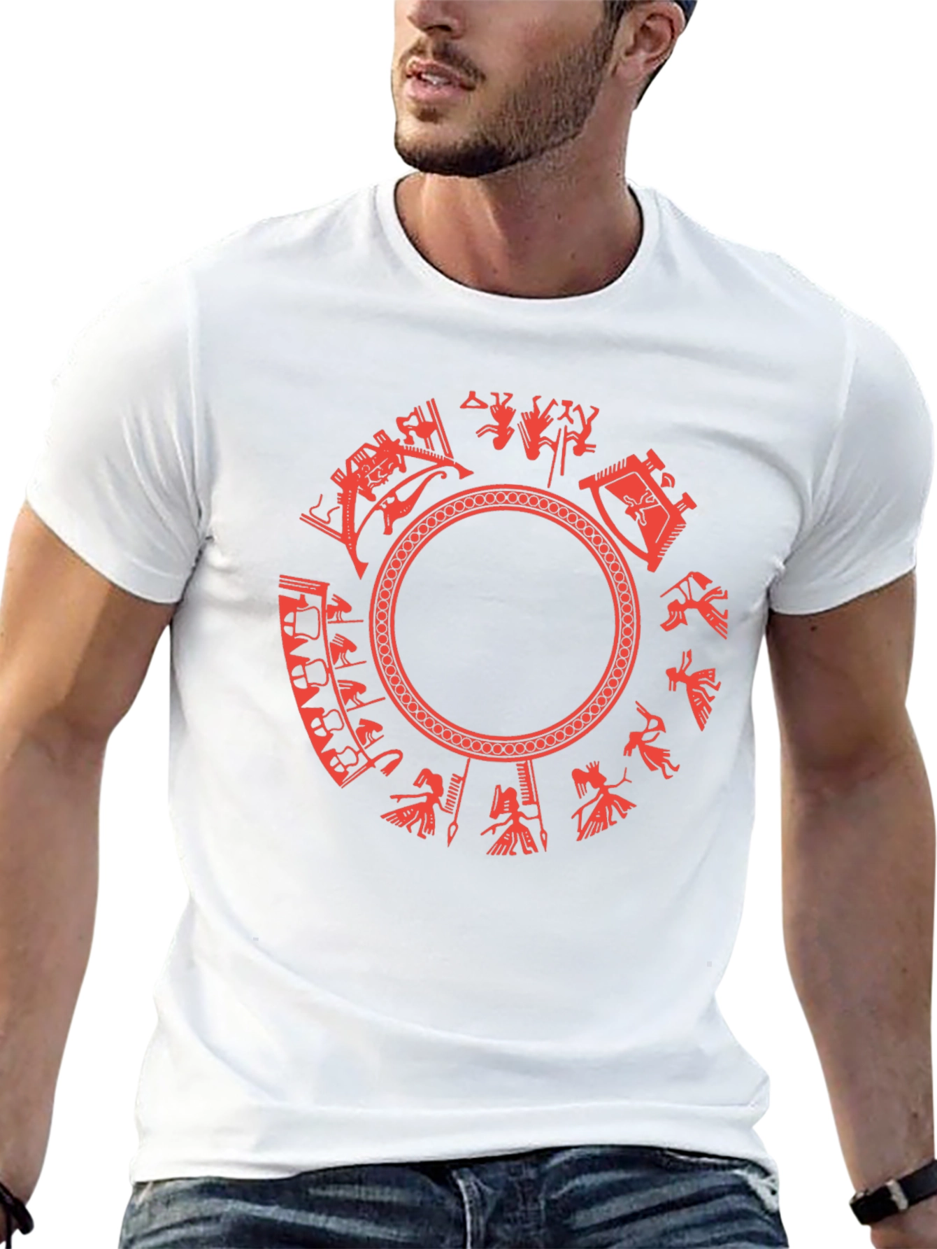 Aztec Calendar Graphic Tee - Black Cotton