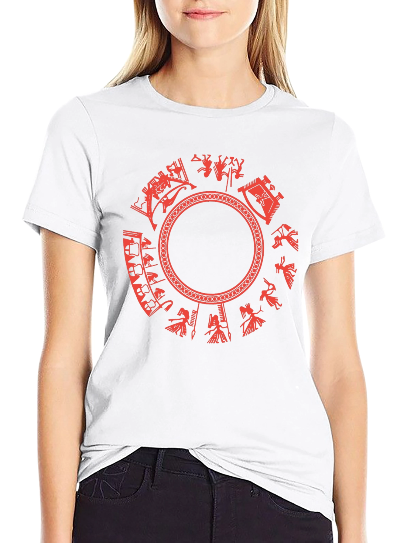 Aztec Calendar Graphic Tee - Black Cotton