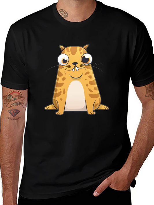 Funny Cat Graphic T-Shirt - Black Cotton Blend Tee