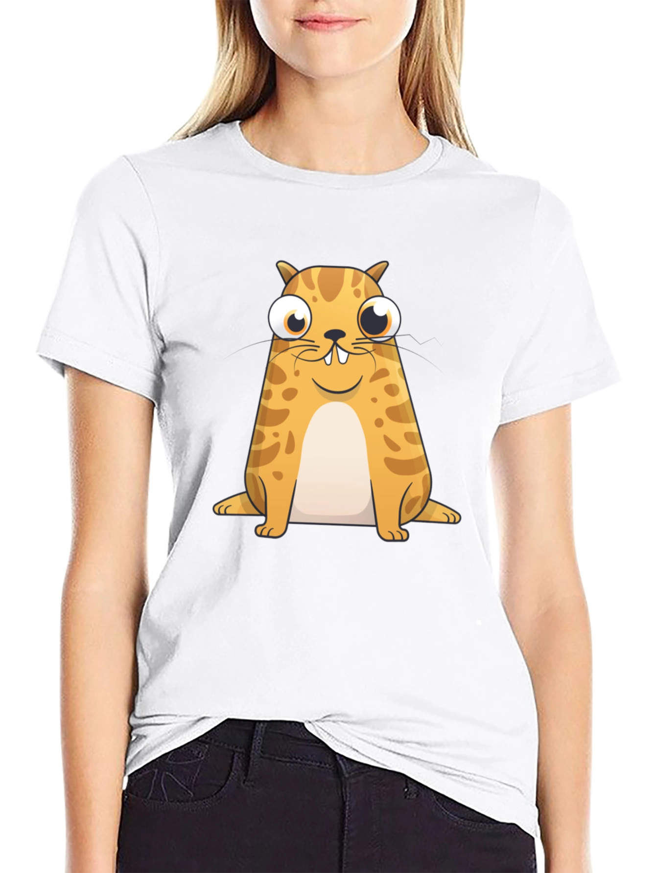 Funny Cat Graphic T-Shirt - Black Cotton Blend Tee