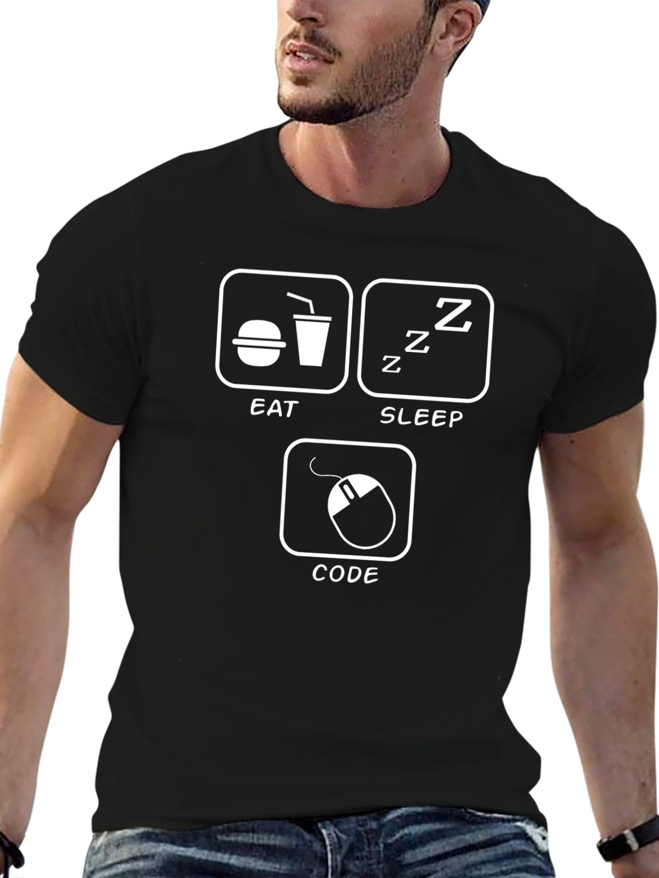 Eat Sleep Code Graphic T-Shirt for Programmers