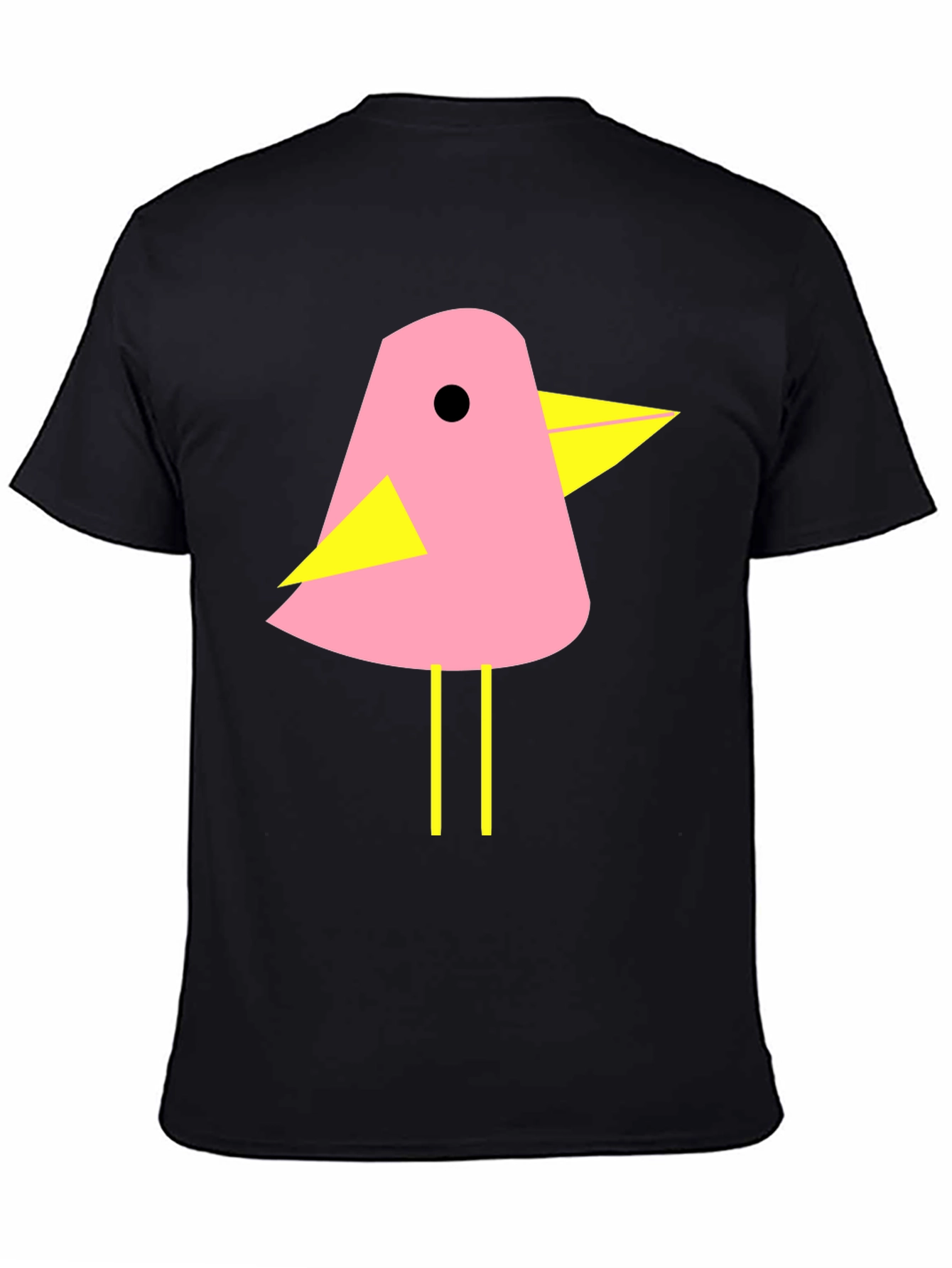 Pink Bird Graphic T-Shirt - Black Cotton Tee