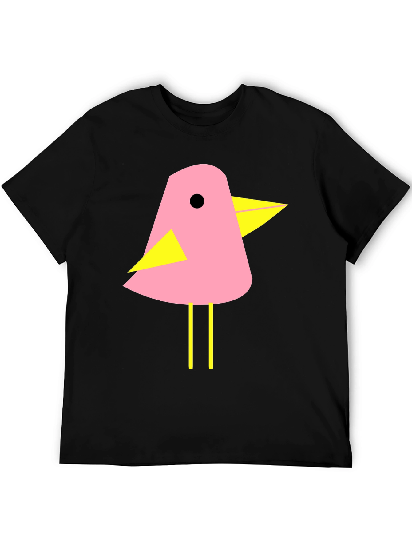 Pink Bird Graphic T-Shirt - Black Cotton Tee