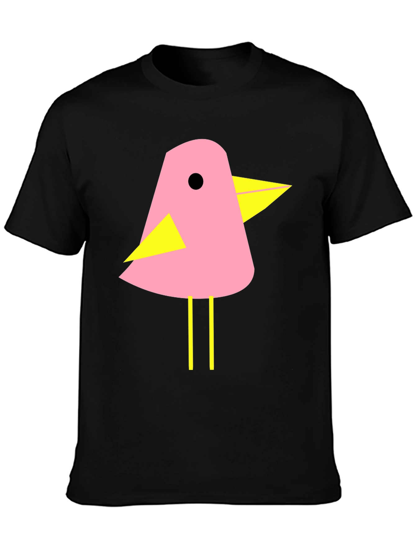 Pink Bird Graphic T-Shirt - Black Cotton Tee