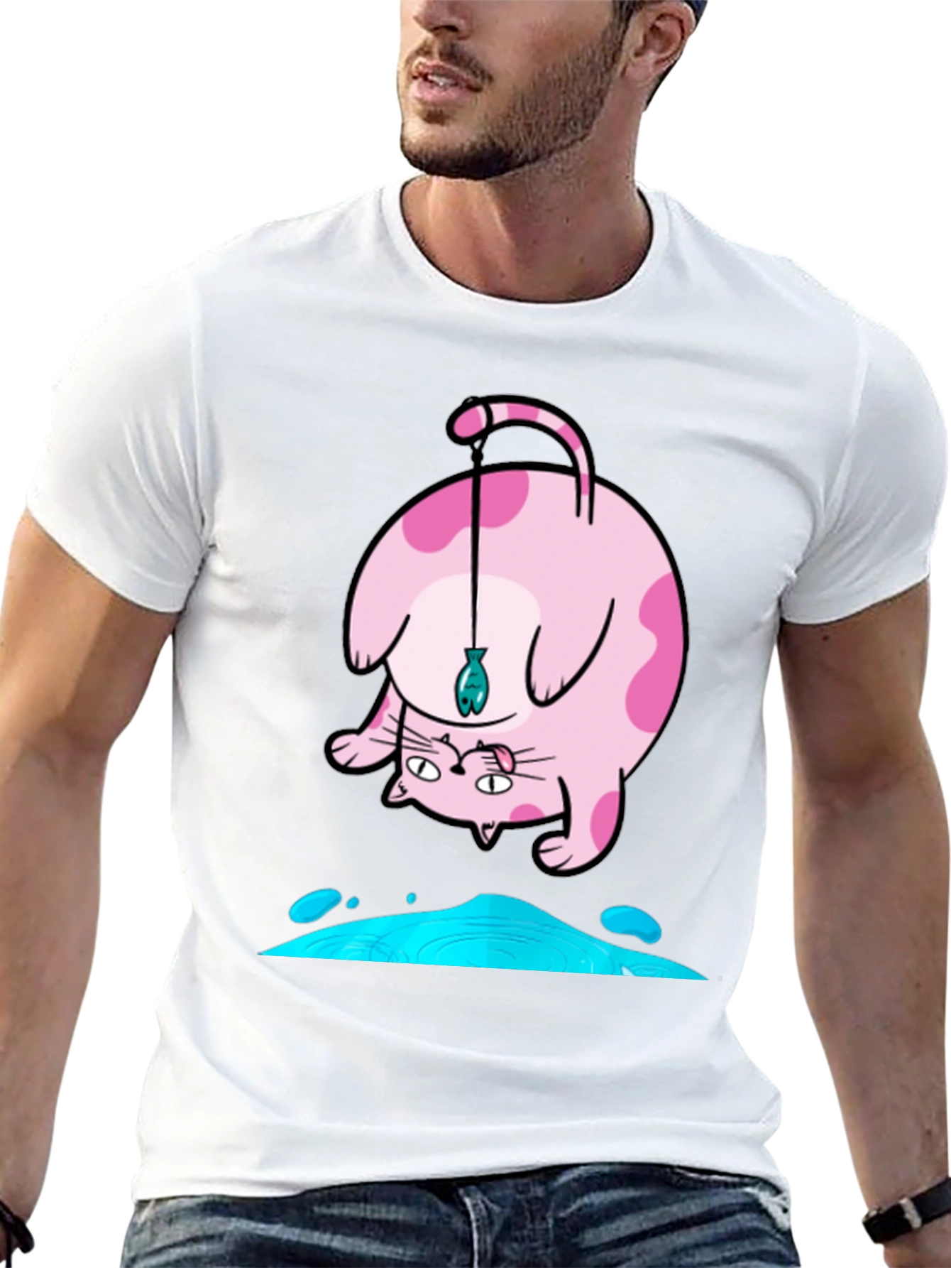 Funky Cat Fishing T-Shirt
