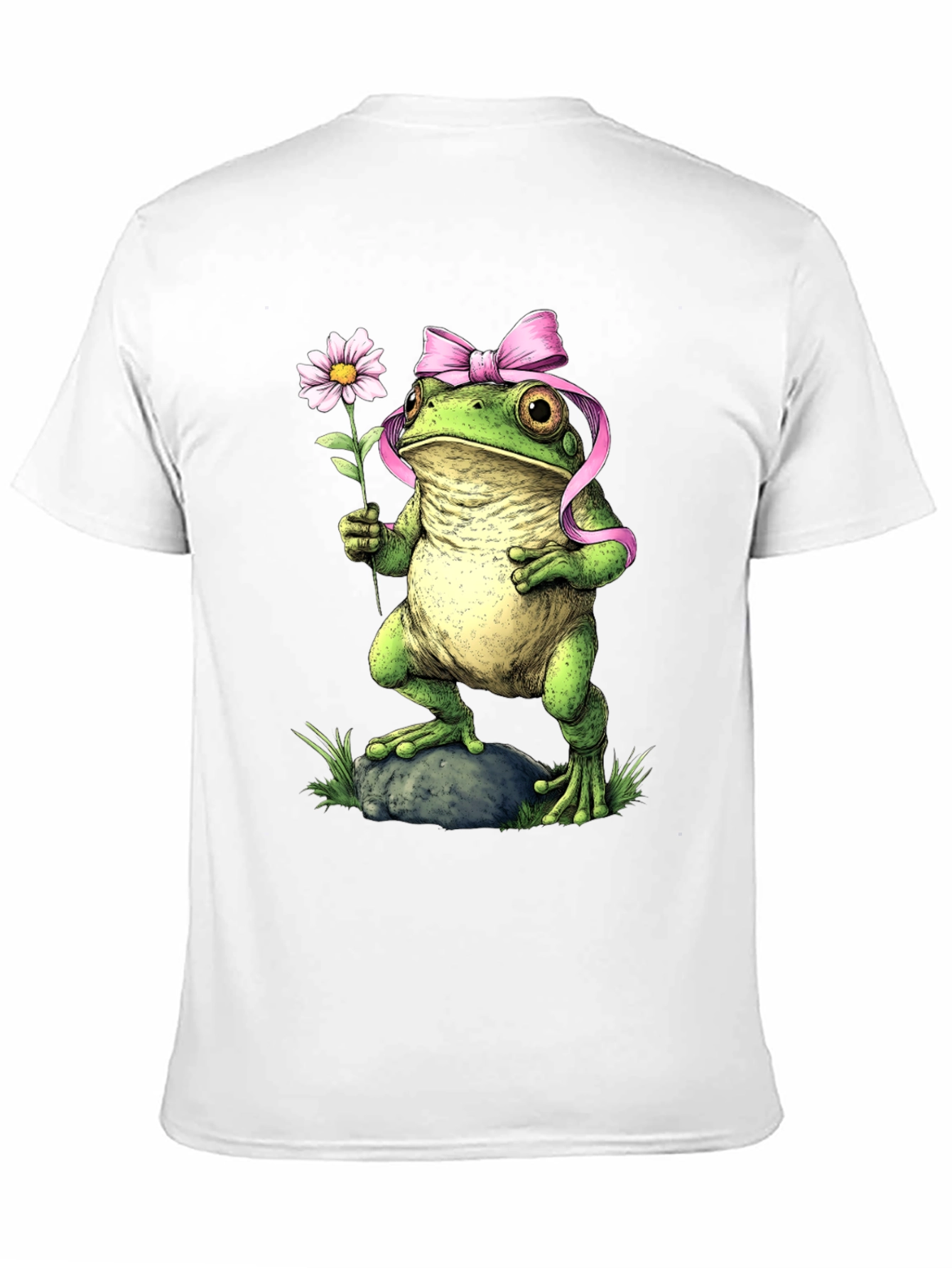 Frog With Flower Black T-Shirt