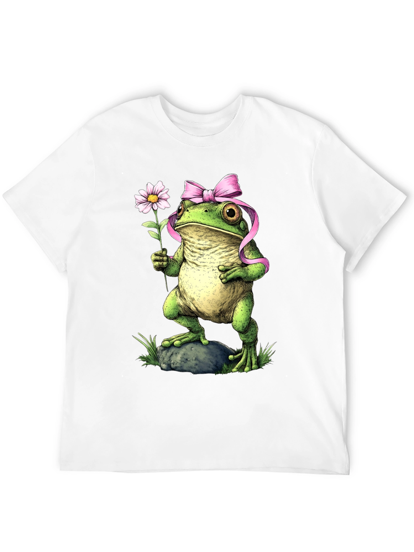Frog With Flower Black T-Shirt