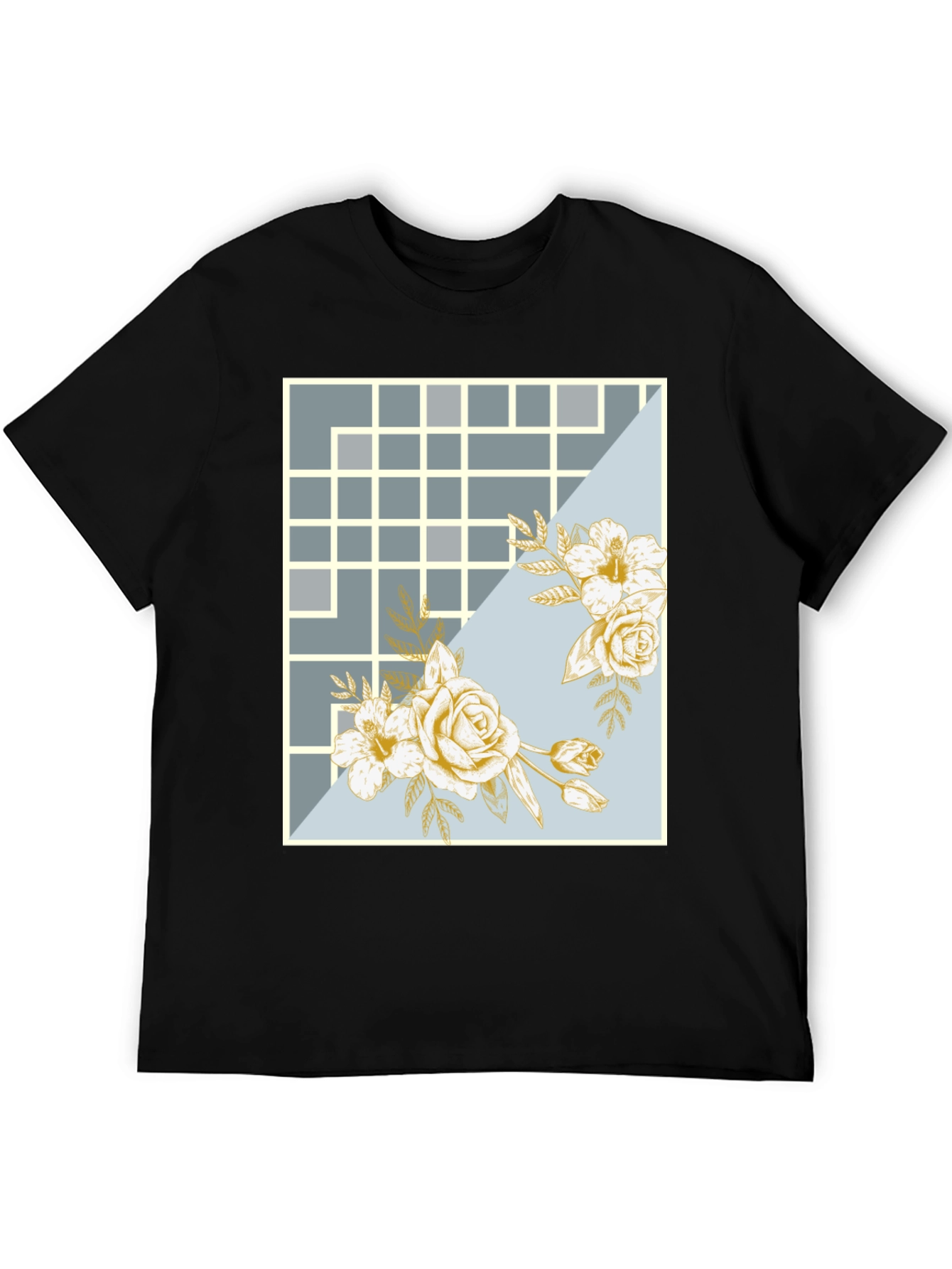 Floral Grid Design T-Shirt