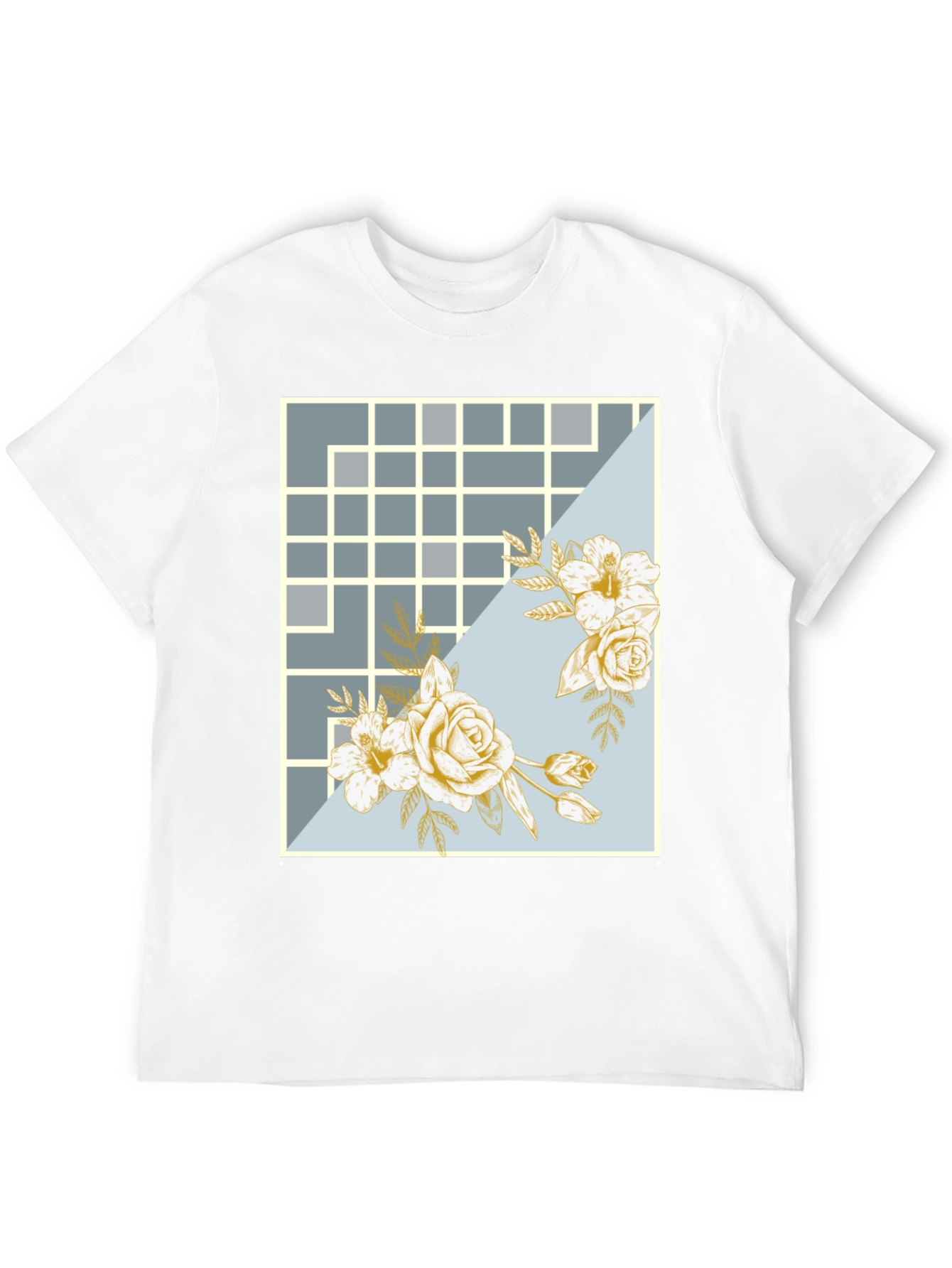 Floral Grid Design T-Shirt