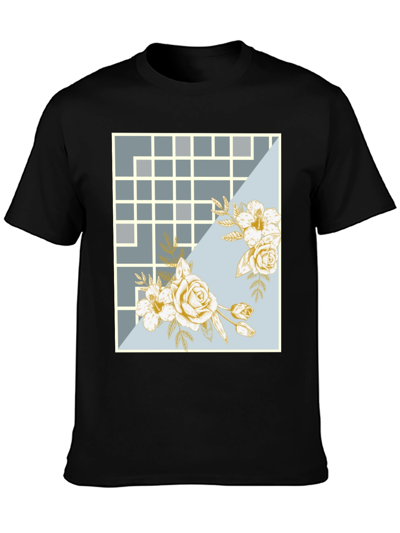 Floral Grid Design T-Shirt