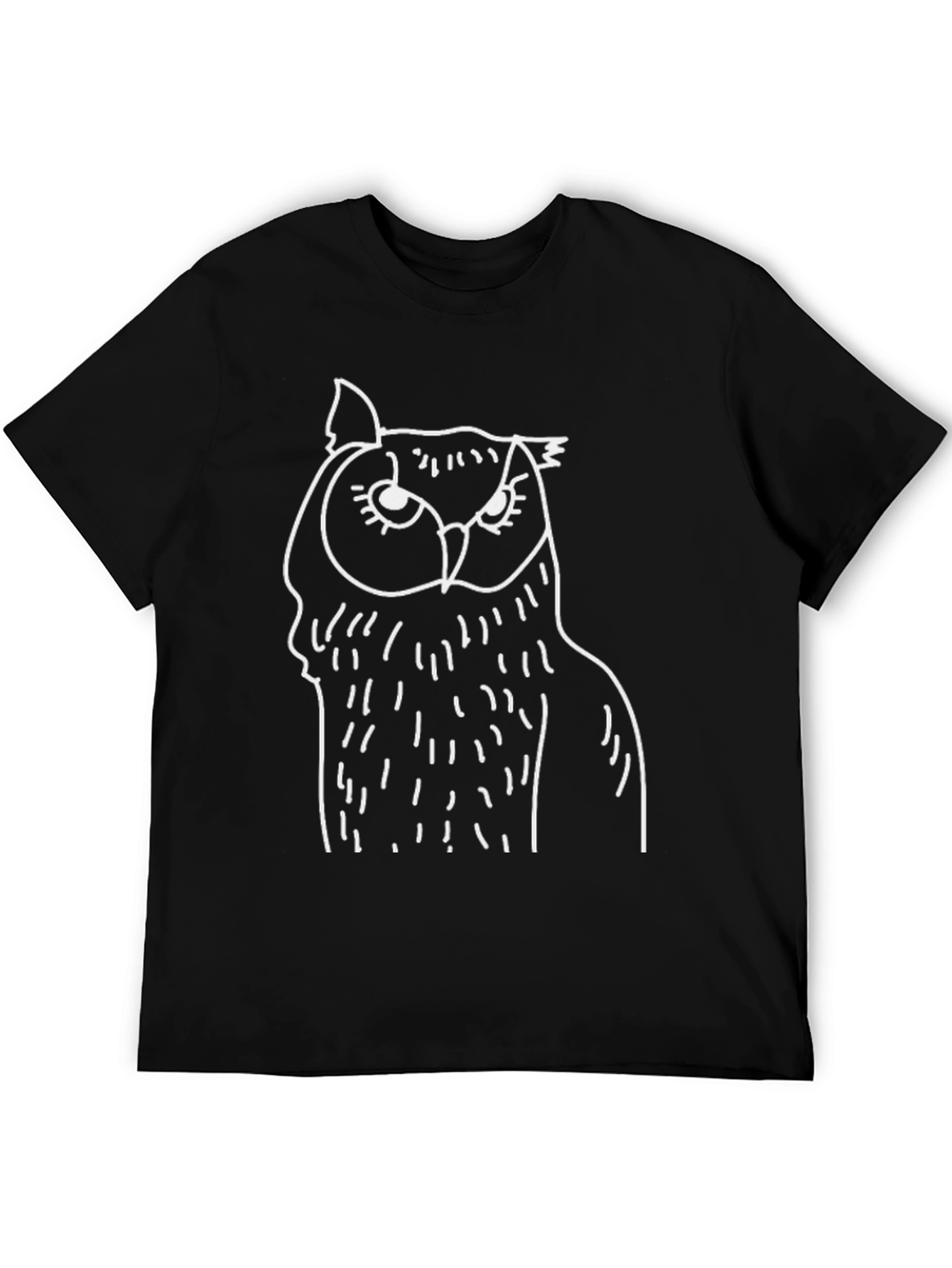 Owl Graphic Tee - Mens Black Cotton T-Shirt