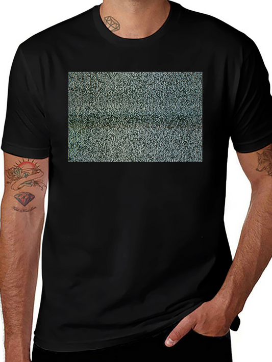 Static Pattern T-Shirt - Black Crew Neck Tee