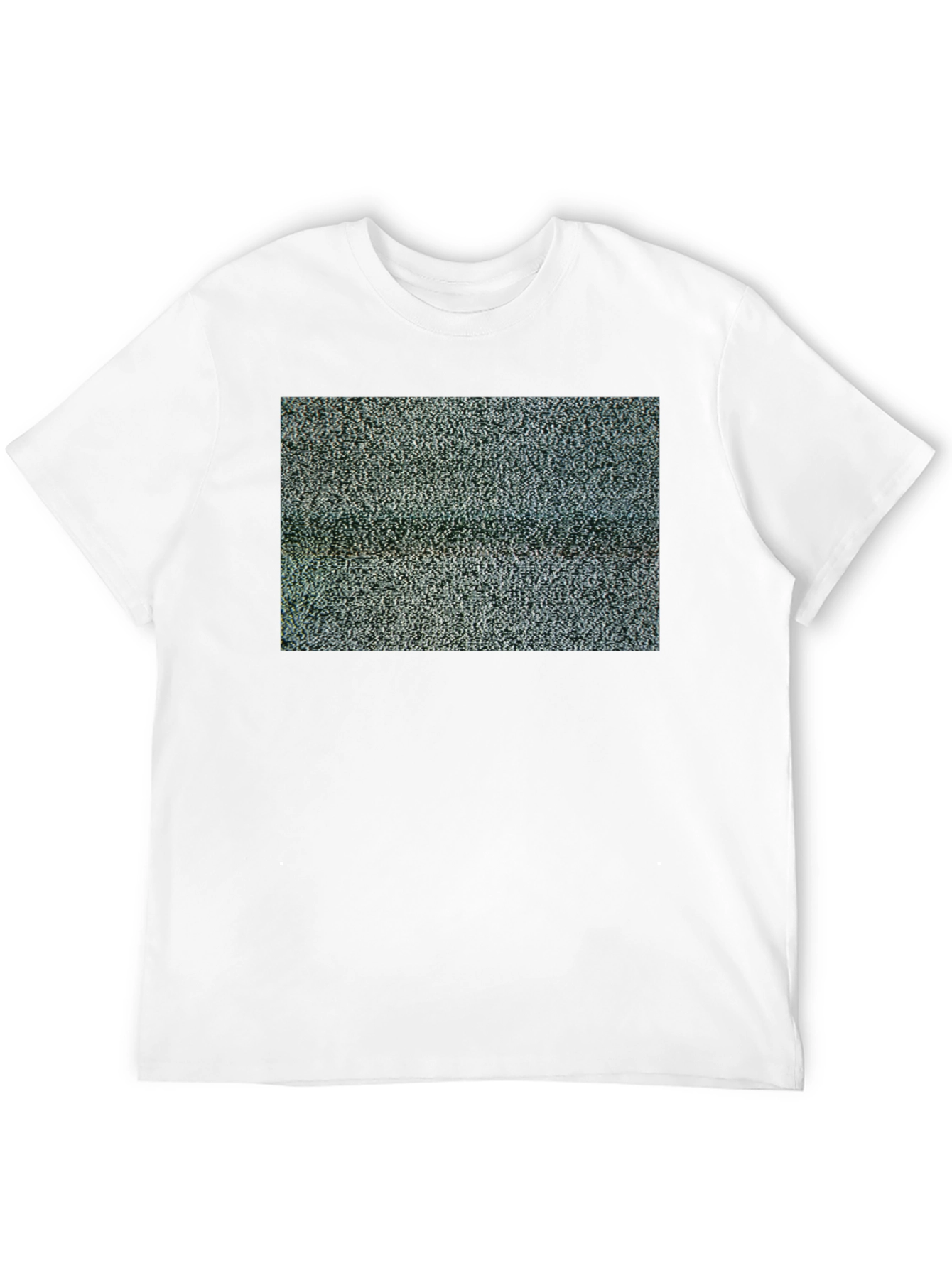 Static Pattern T-Shirt - Black Crew Neck Tee