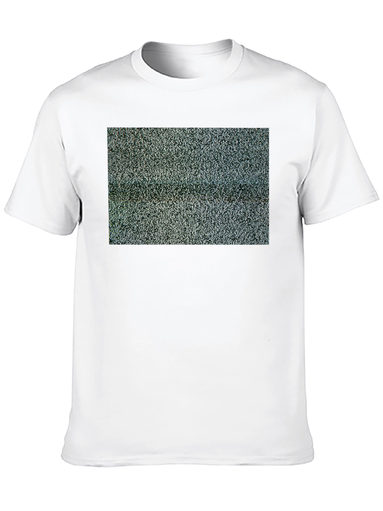 Static Pattern T-Shirt - Black Crew Neck Tee
