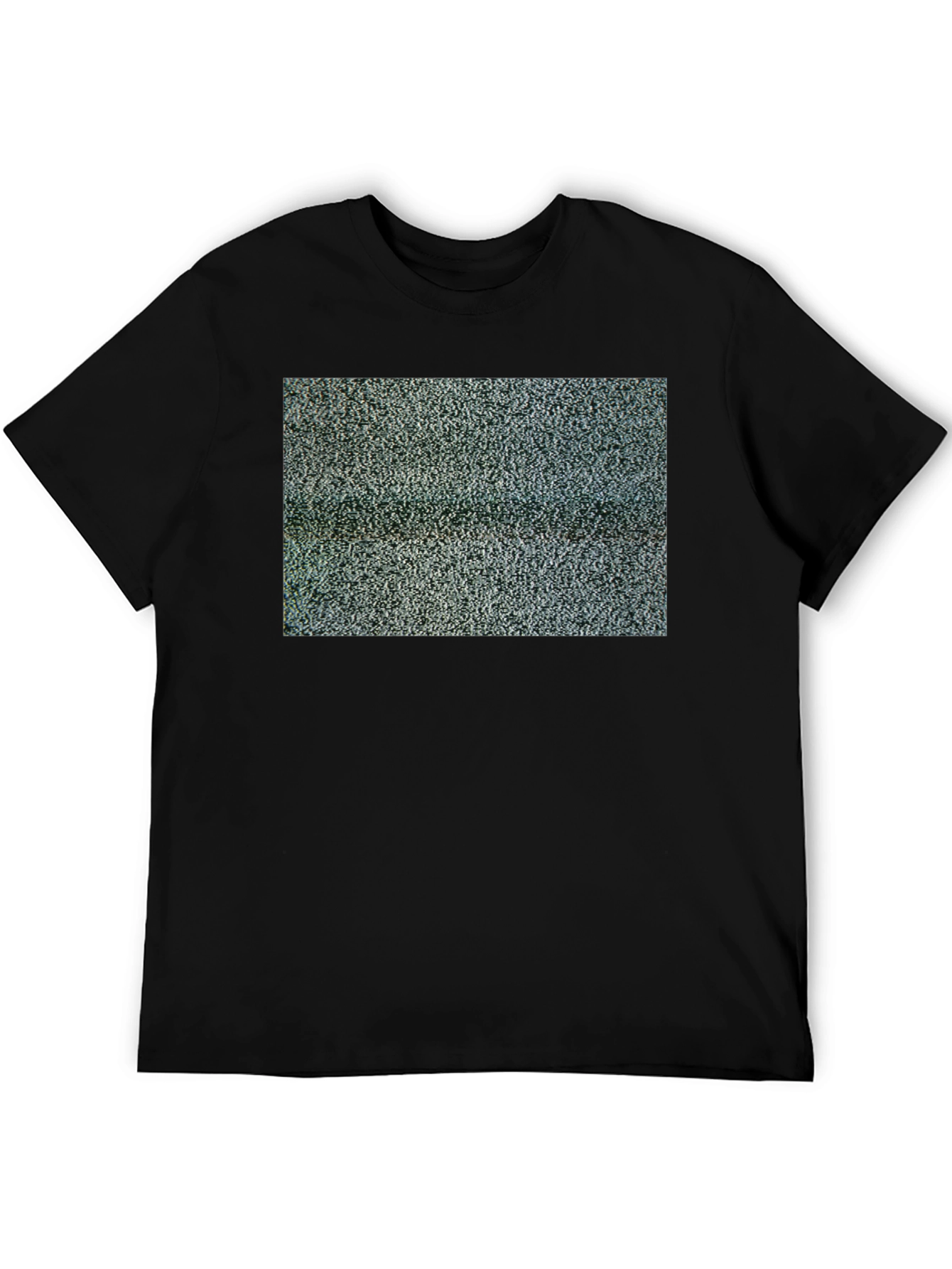 Static Pattern T-Shirt - Black Crew Neck Tee