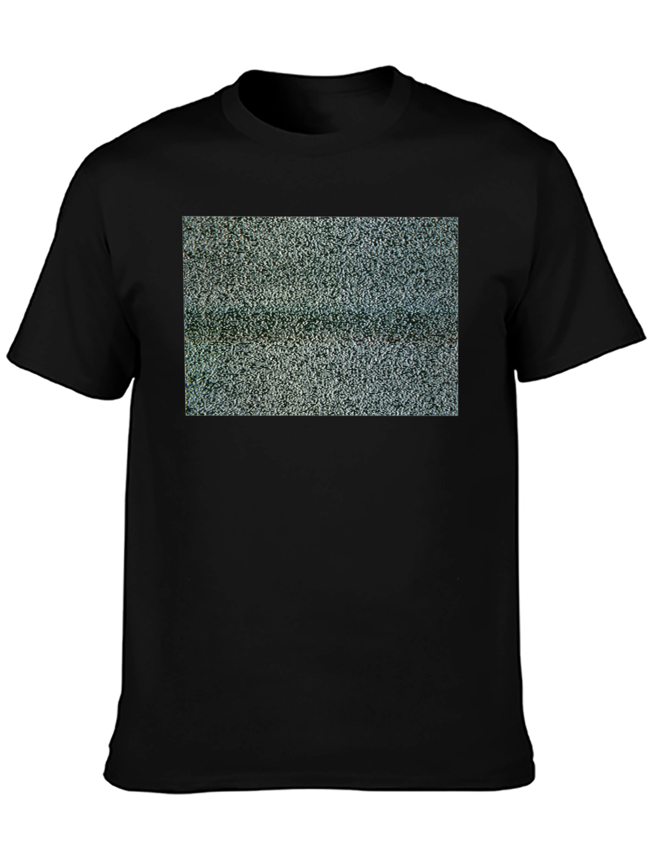 Static Pattern T-Shirt - Black Crew Neck Tee