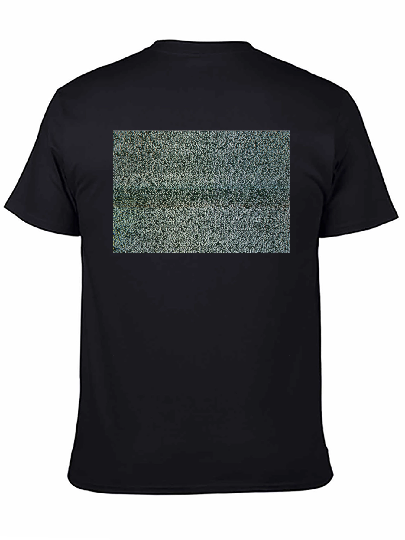 Static Pattern T-Shirt - Black Crew Neck Tee
