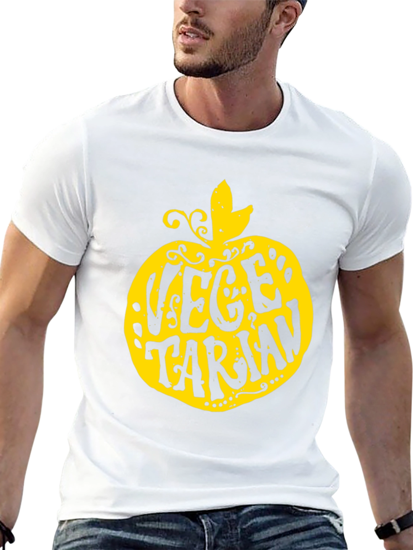 Vegetarian Apple T-Shirt - Black Unique Design