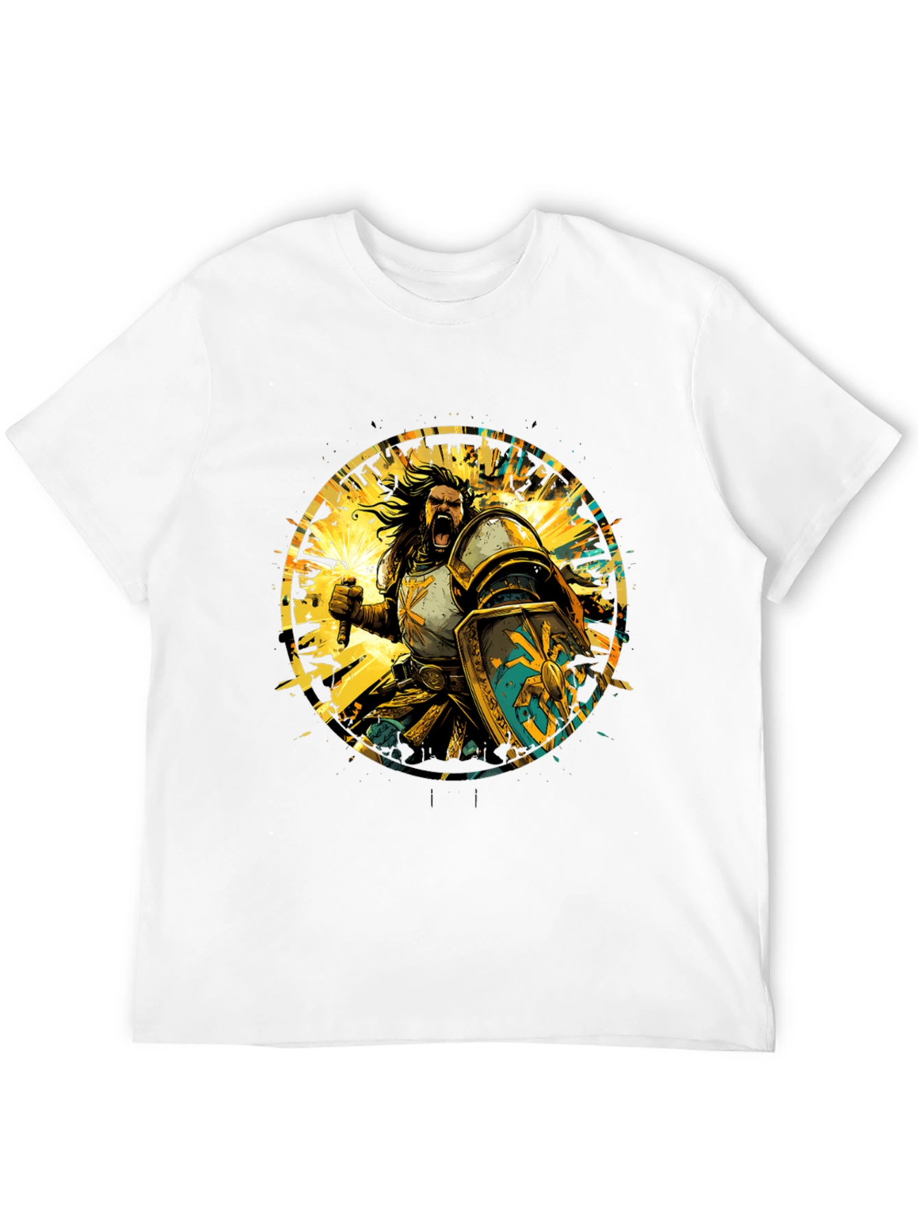 Warrior Knight Graphic Tee - Black Cotton T-Shirt