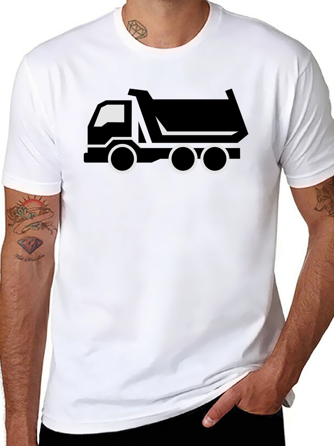 Dump Truck Graphic Tee - Black Cotton T-Shirt