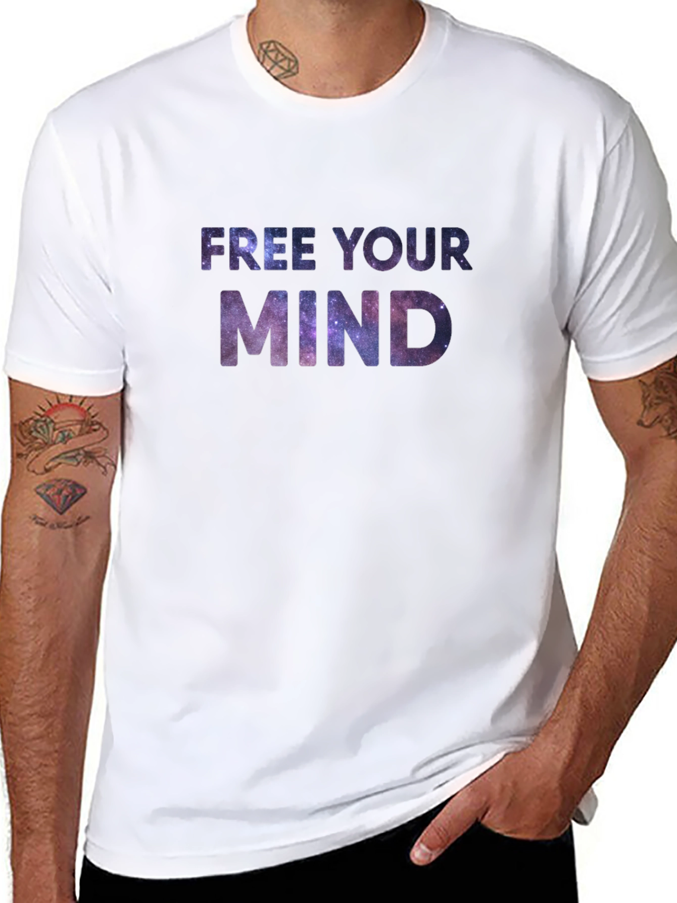 Free Your Mind Galaxy Print Black T-Shirt