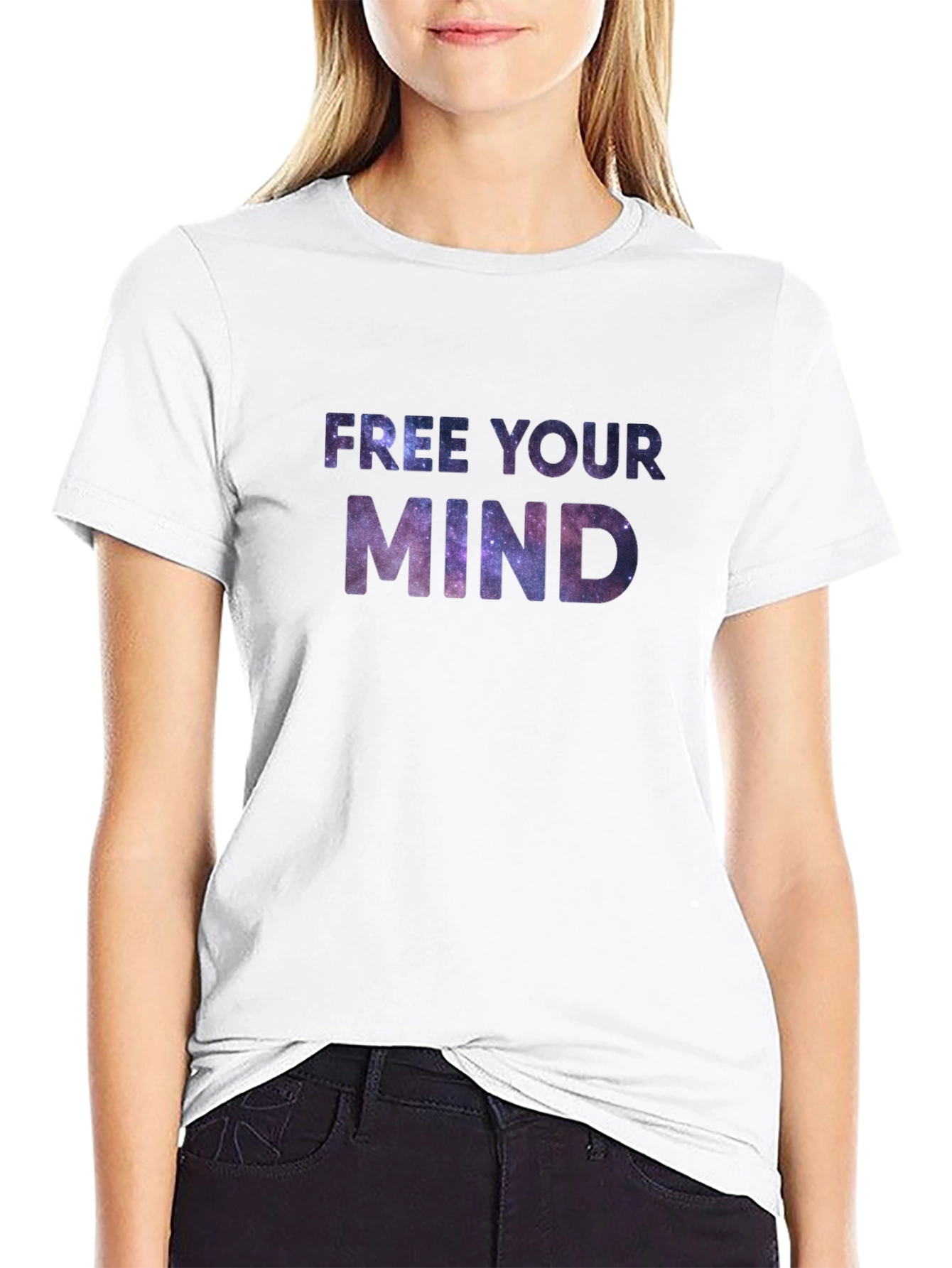 Free Your Mind Galaxy Print Black T-Shirt
