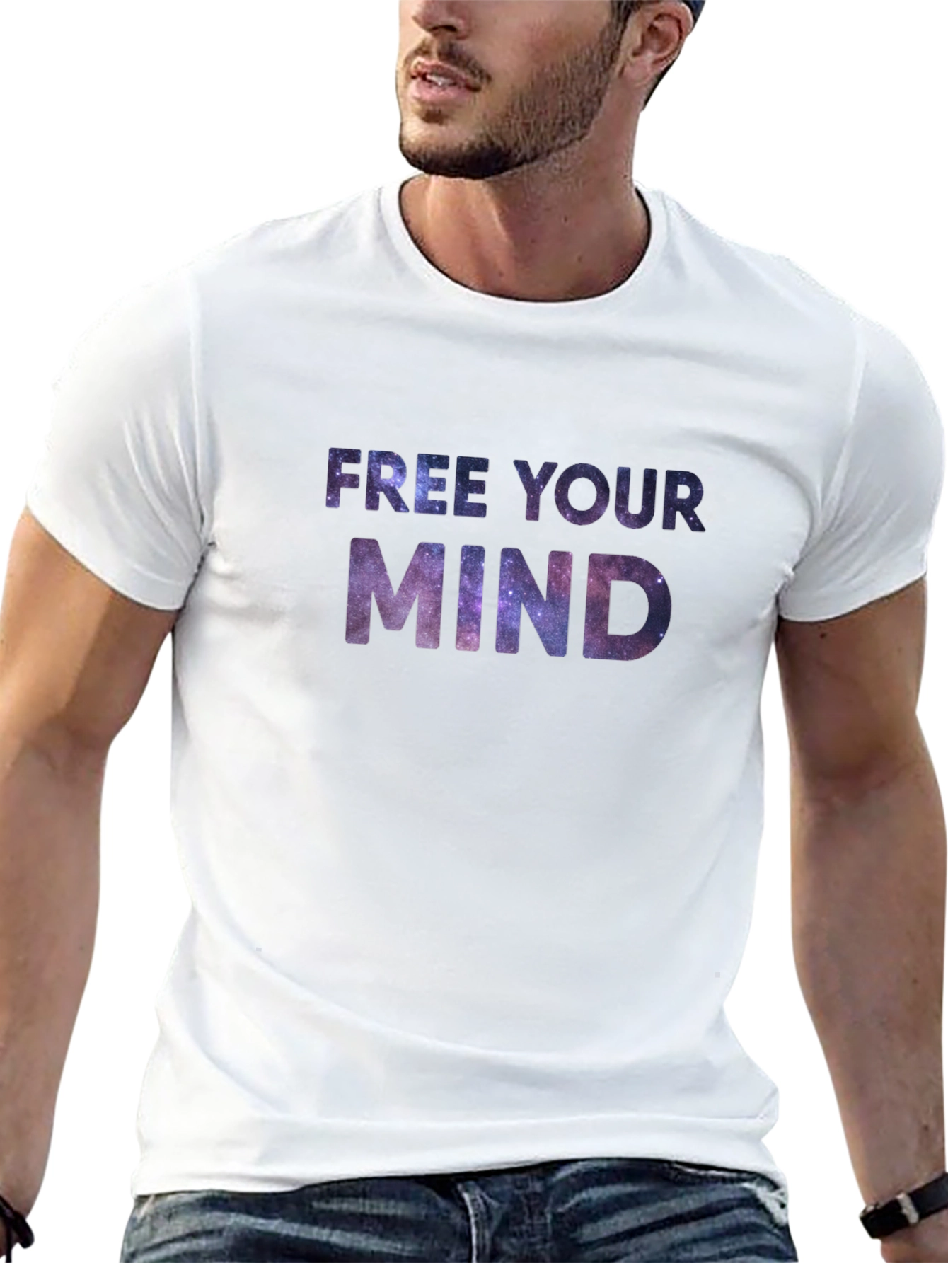 Free Your Mind Galaxy Print Black T-Shirt