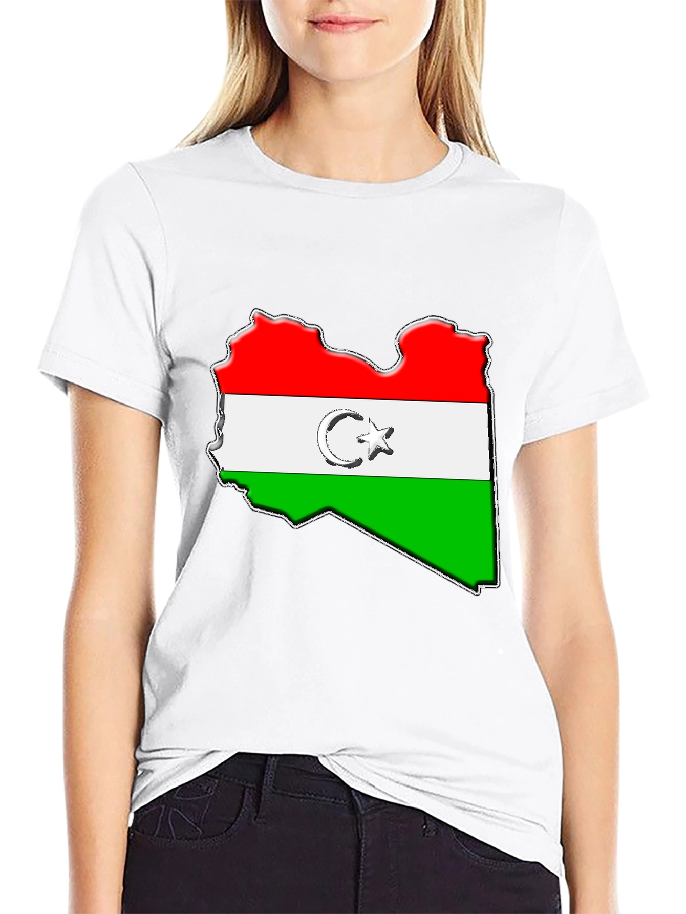 Libya Flag Map Graphic Tee - Black