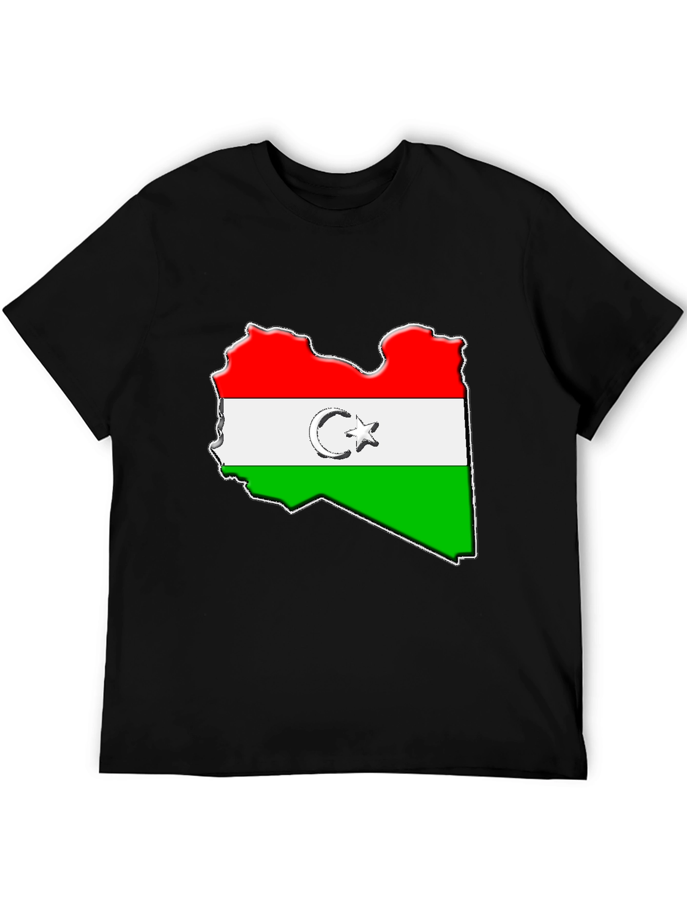 Libya Flag Map Graphic Tee - Black