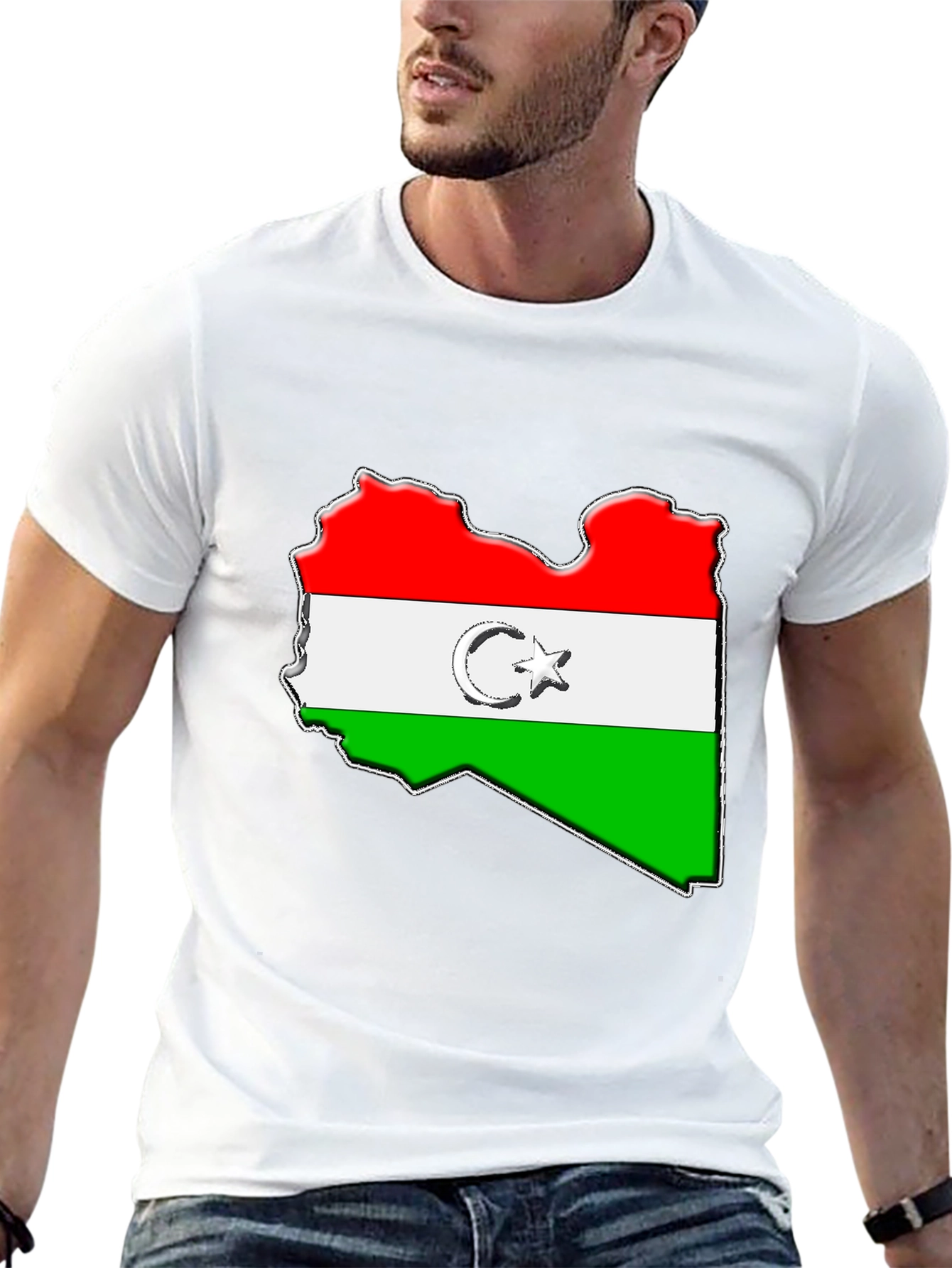Libya Flag Map Graphic Tee - Black