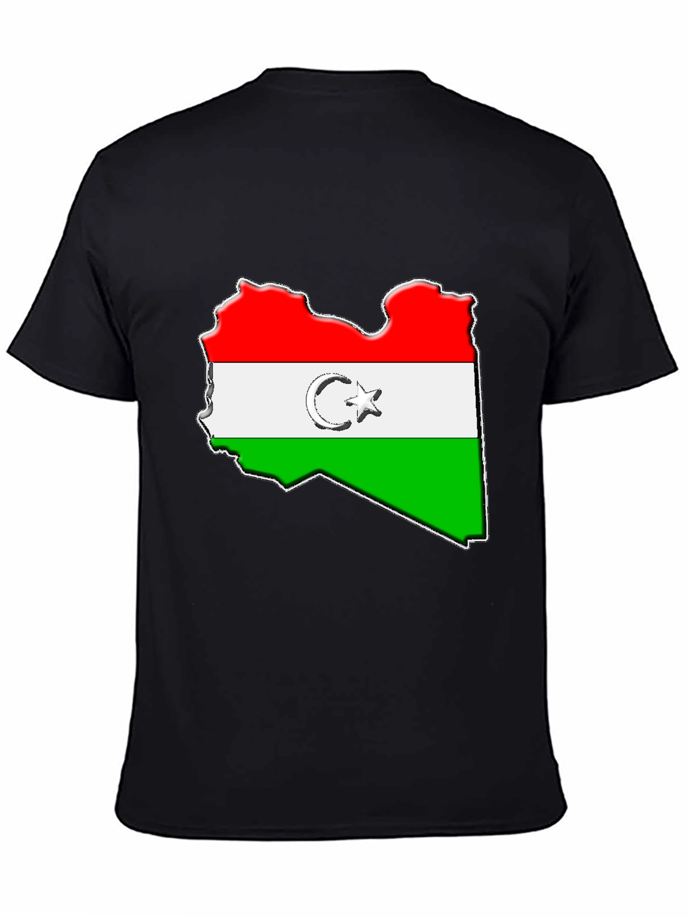 Libya Flag Map Graphic Tee - Black
