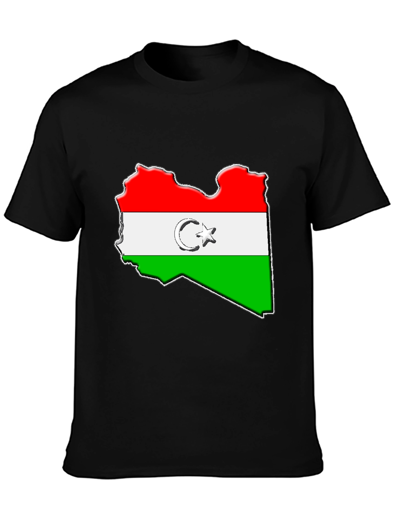 Libya Flag Map Graphic Tee - Black