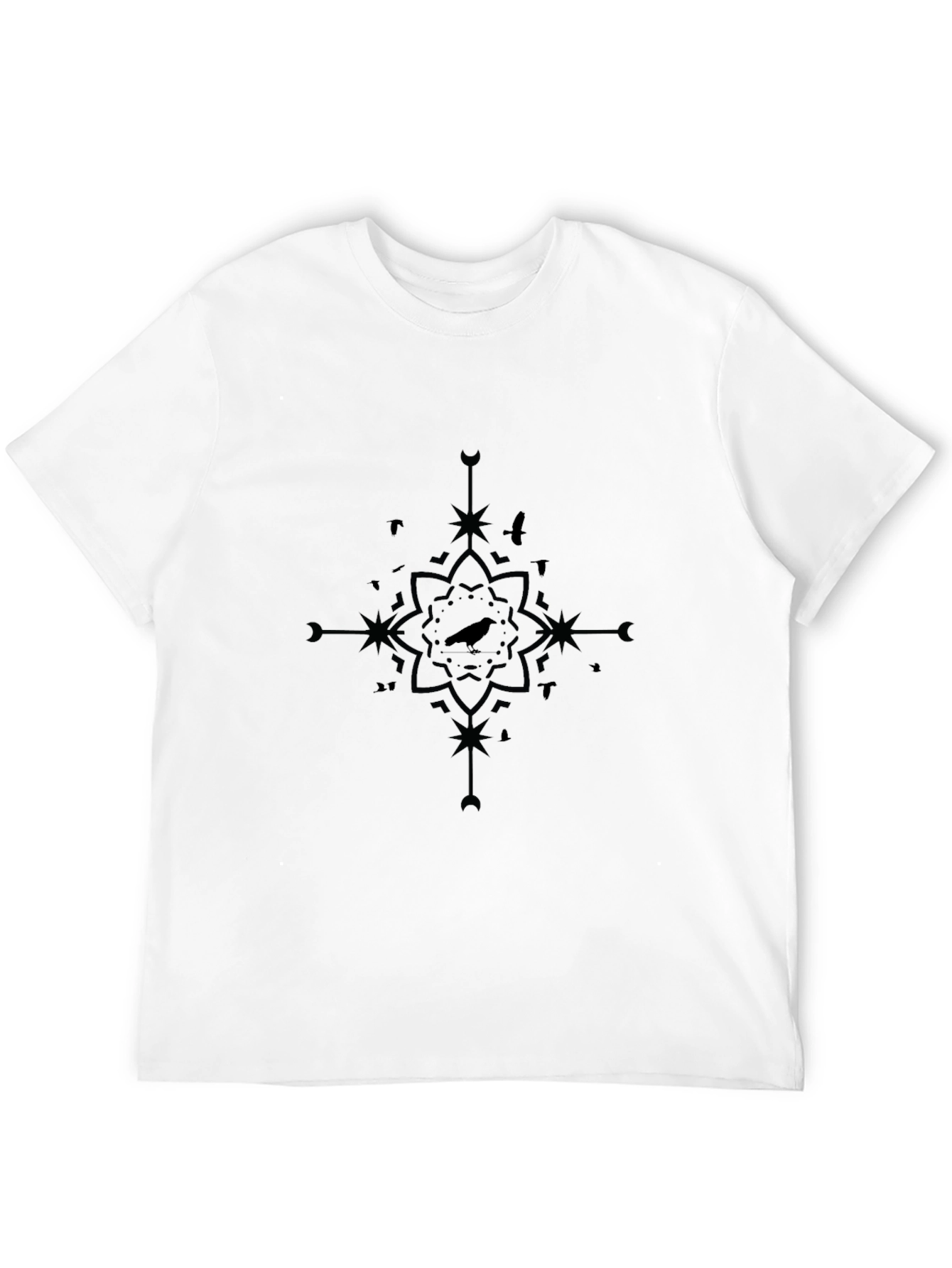 Raven Mandala Graphic Tee - Black Cotton