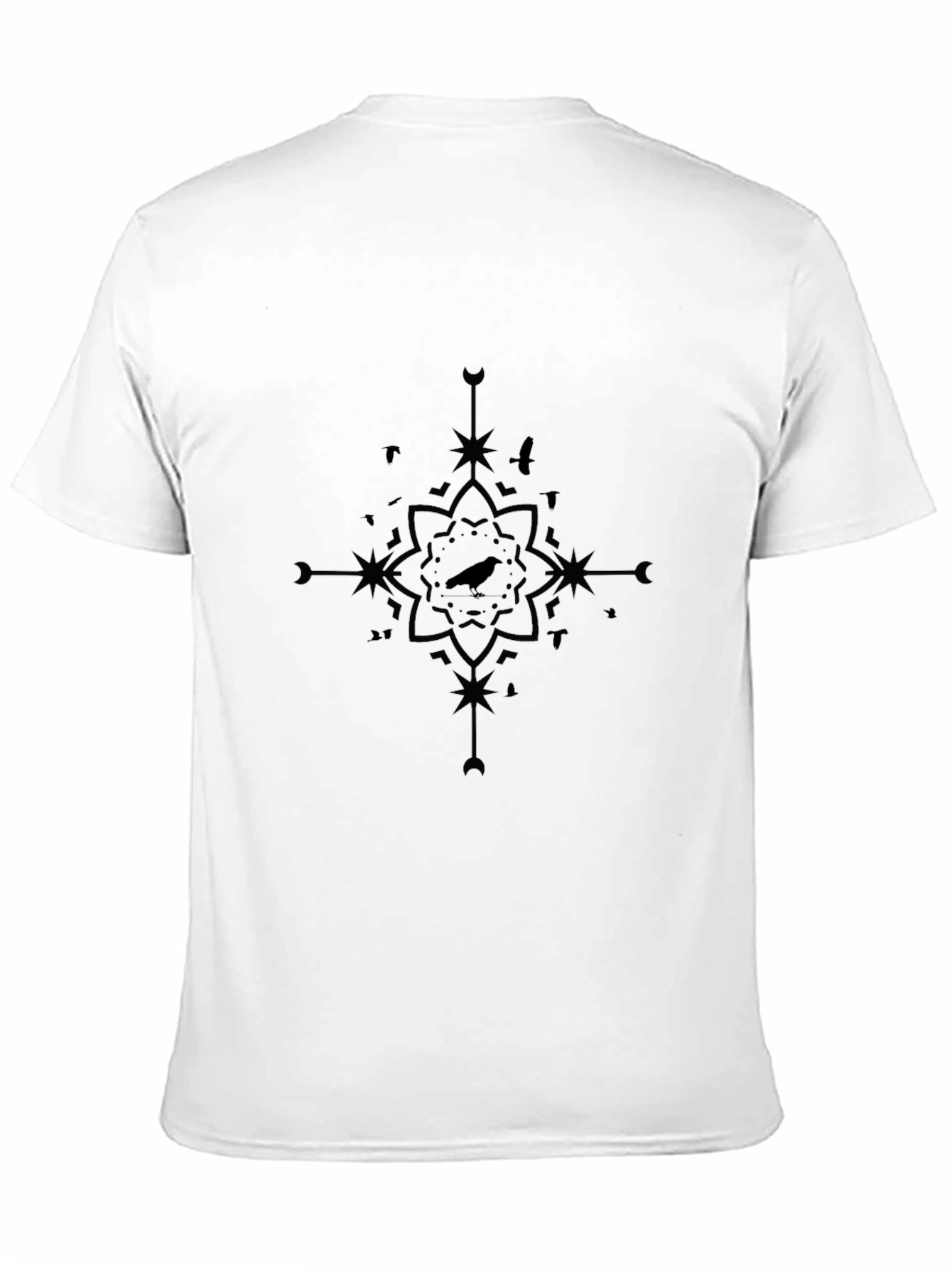 Raven Mandala Graphic Tee - Black Cotton
