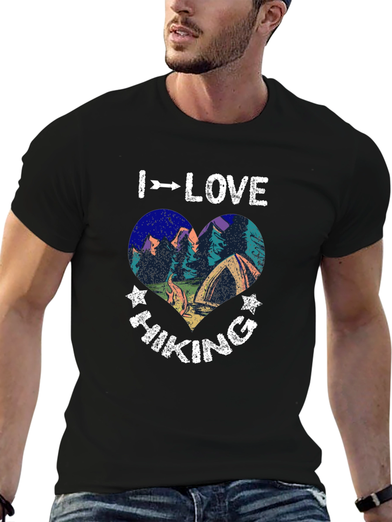 I Love Hiking Graphic Tee - Heart Design