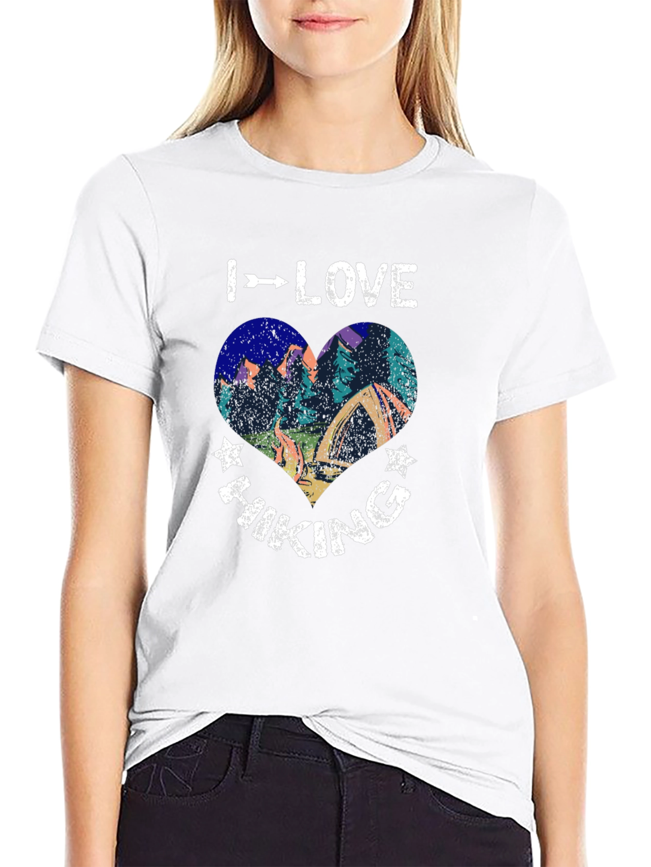 I Love Hiking Graphic Tee - Heart Design