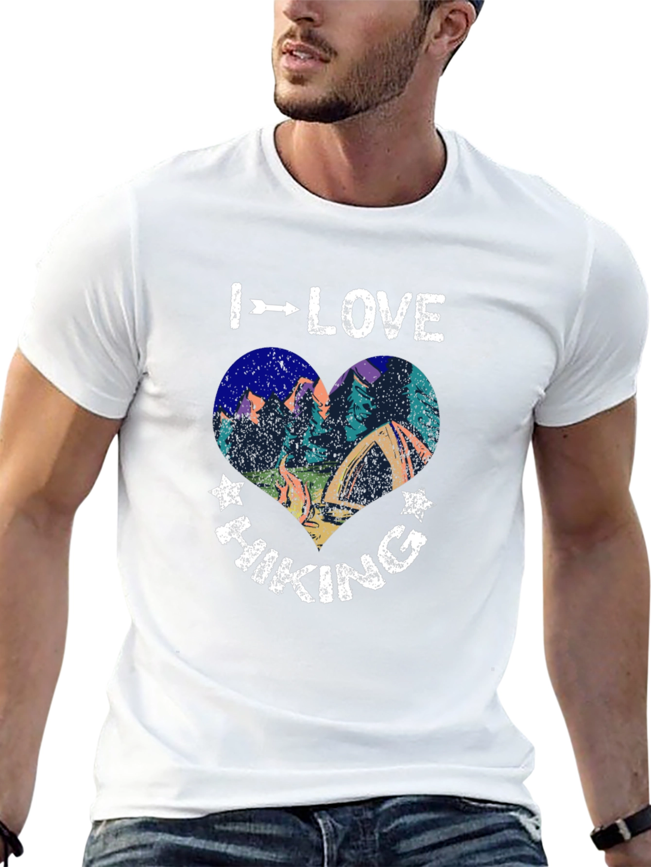 I Love Hiking Graphic Tee - Heart Design