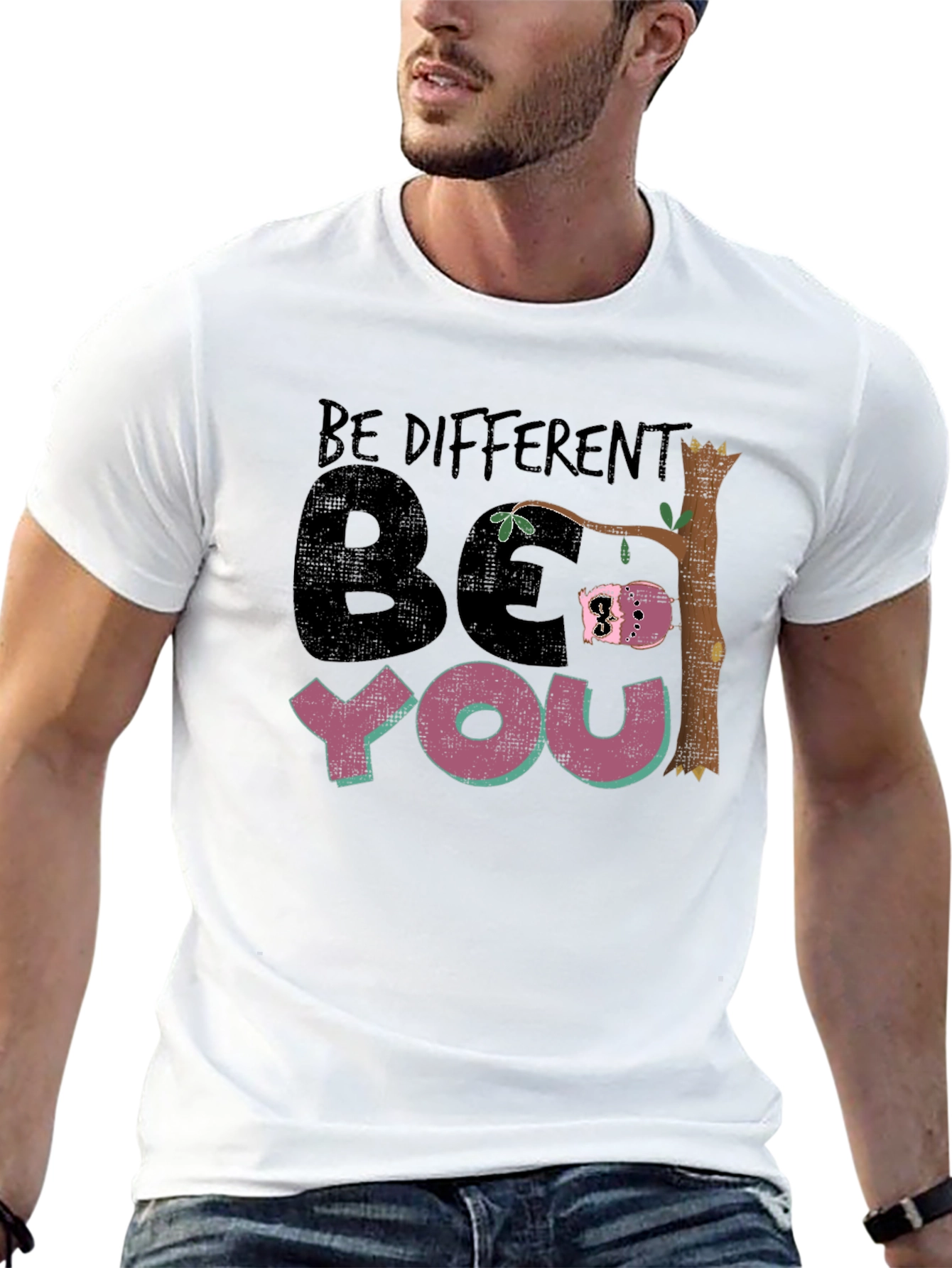 Be Different Be You Sloth Black Graphic Tee