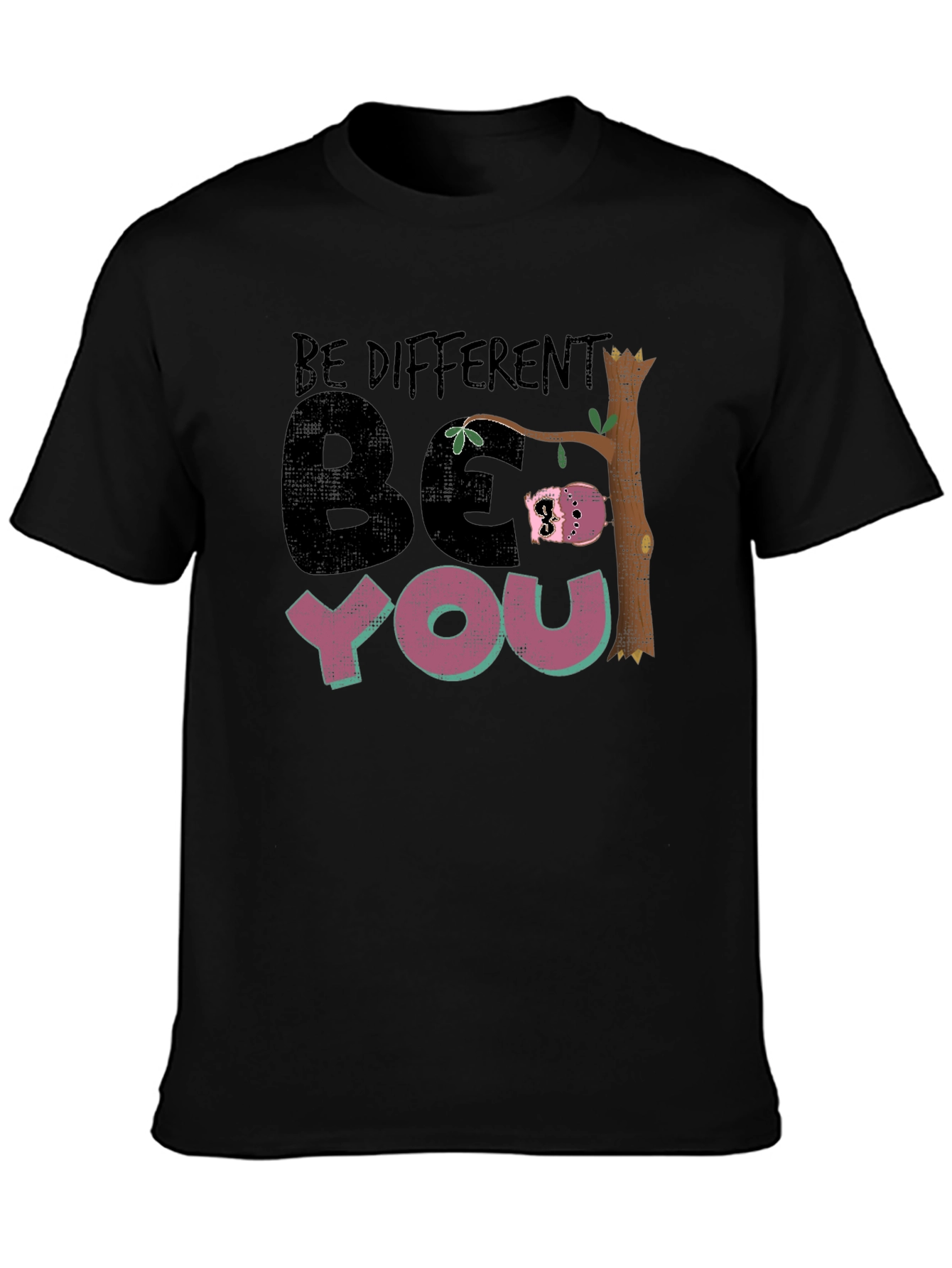 Be Different Be You Sloth Black Graphic Tee