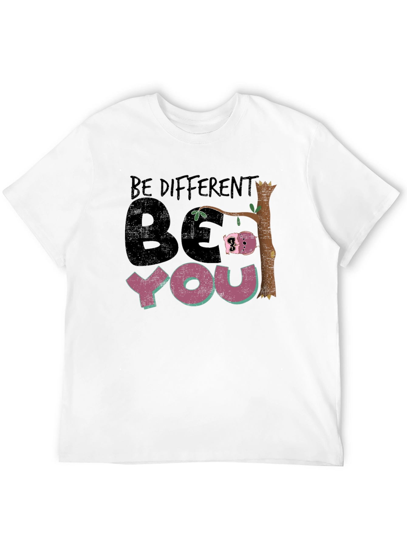 Be Different Be You Sloth Black Graphic Tee
