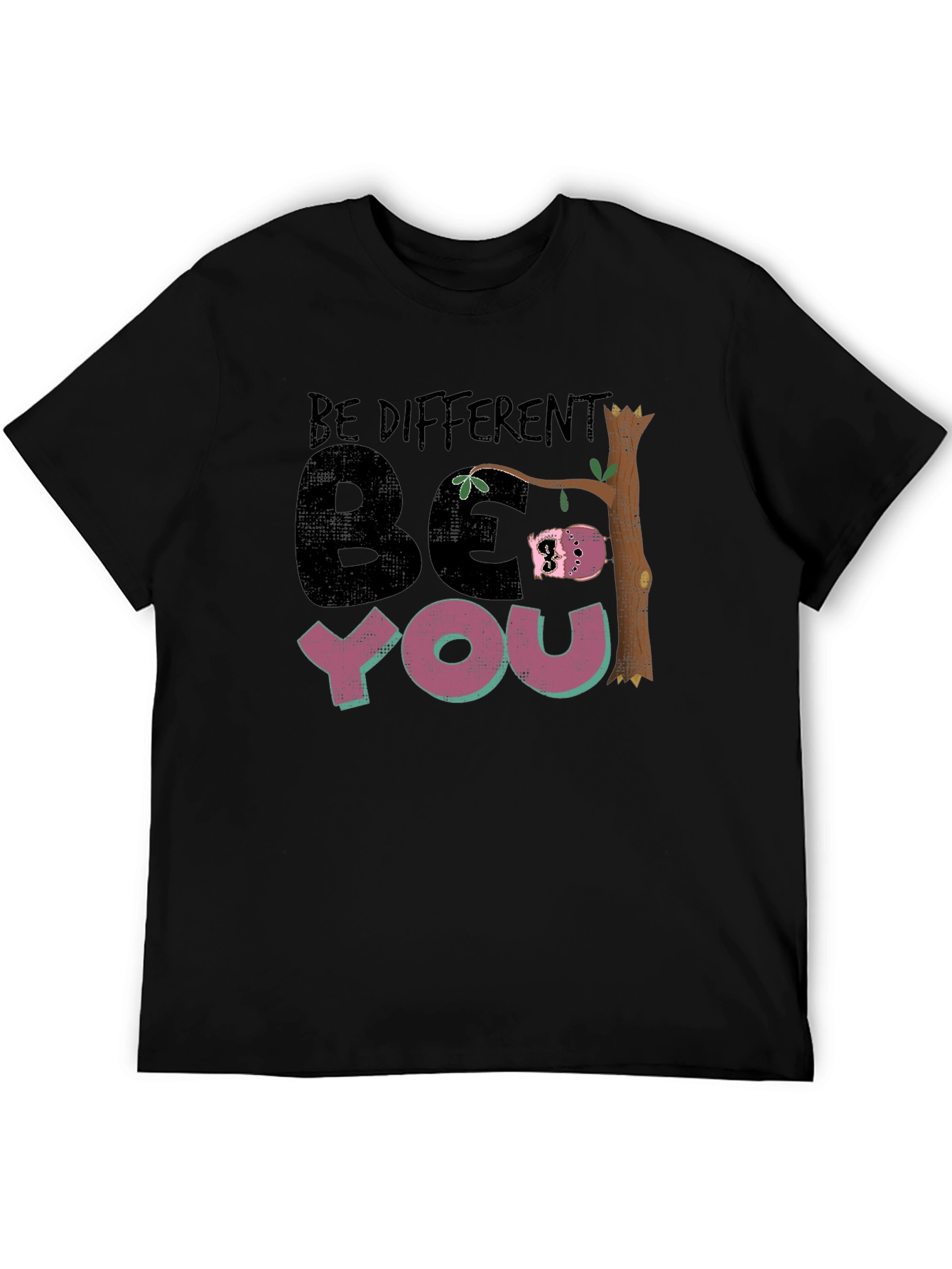 Be Different Be You Sloth Black Graphic Tee