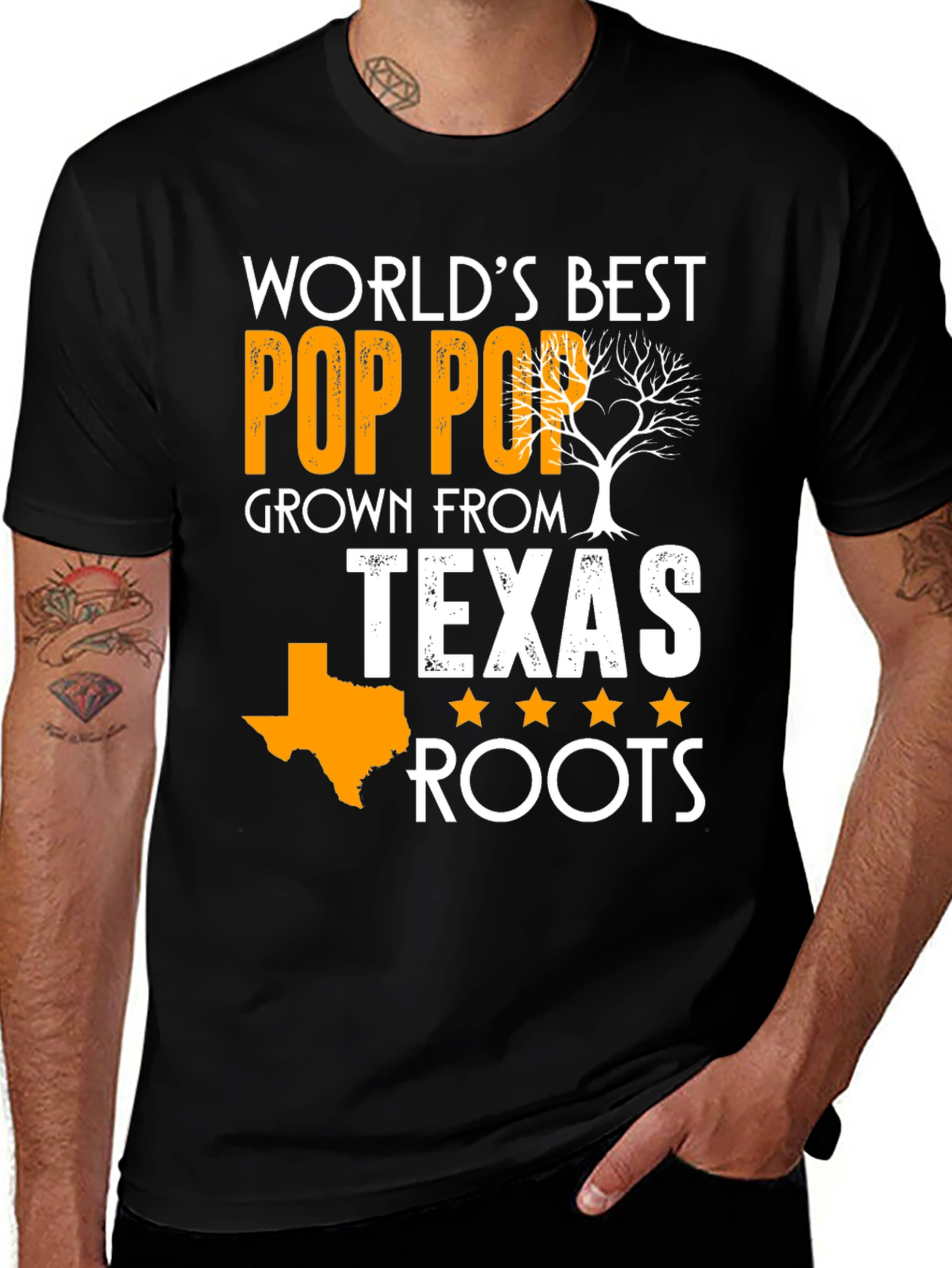 Worlds Best Pop Pop Texas Roots T-Shirt
