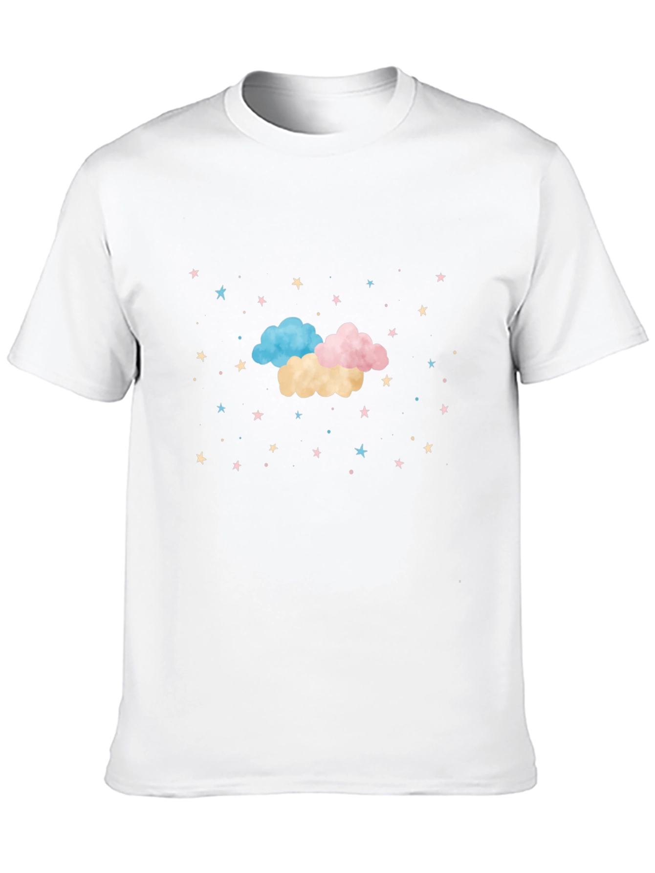 Dreamy Clouds & Stars Black T-Shirt