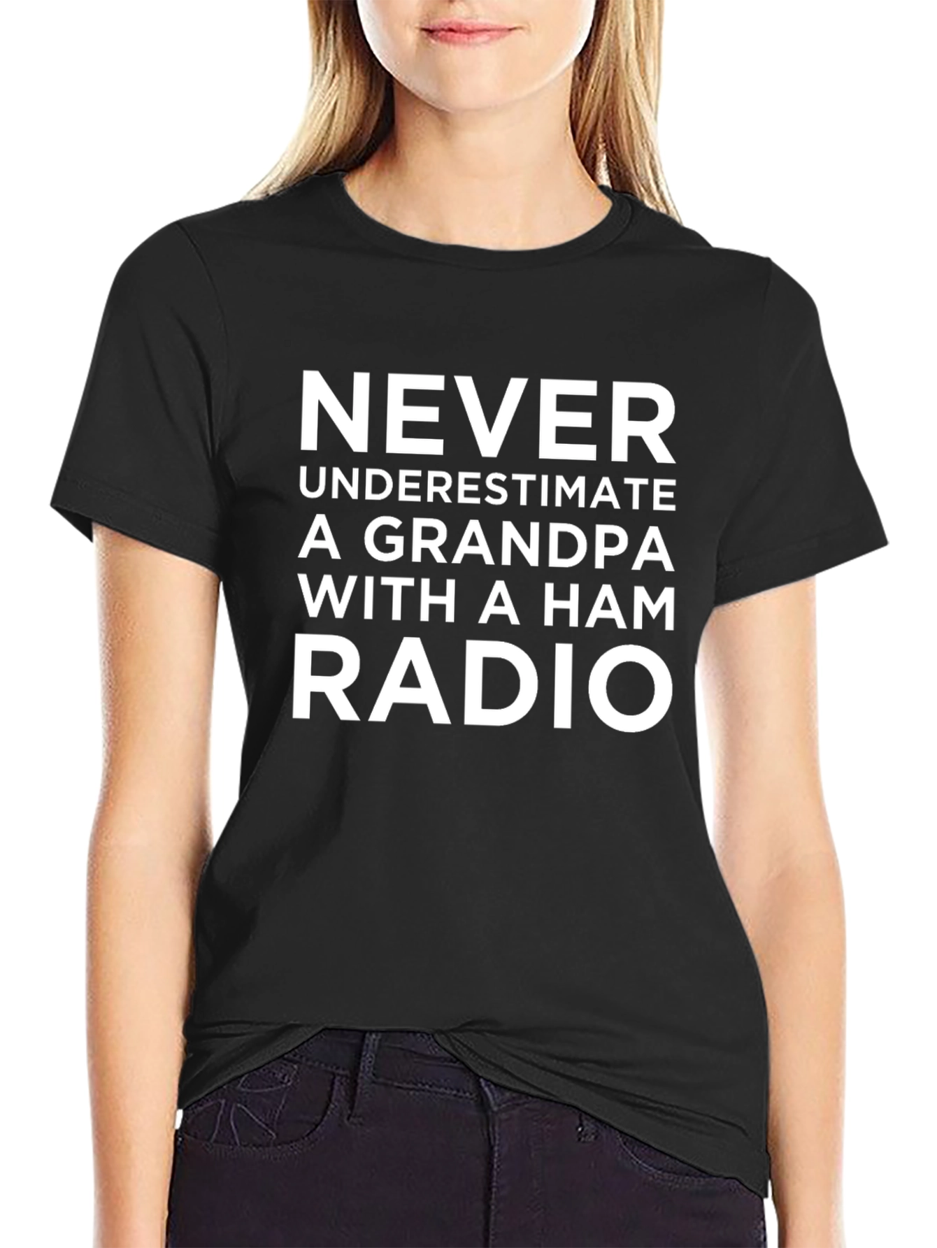 Never Underestimate Grandpa with Ham Radio T-Shirt